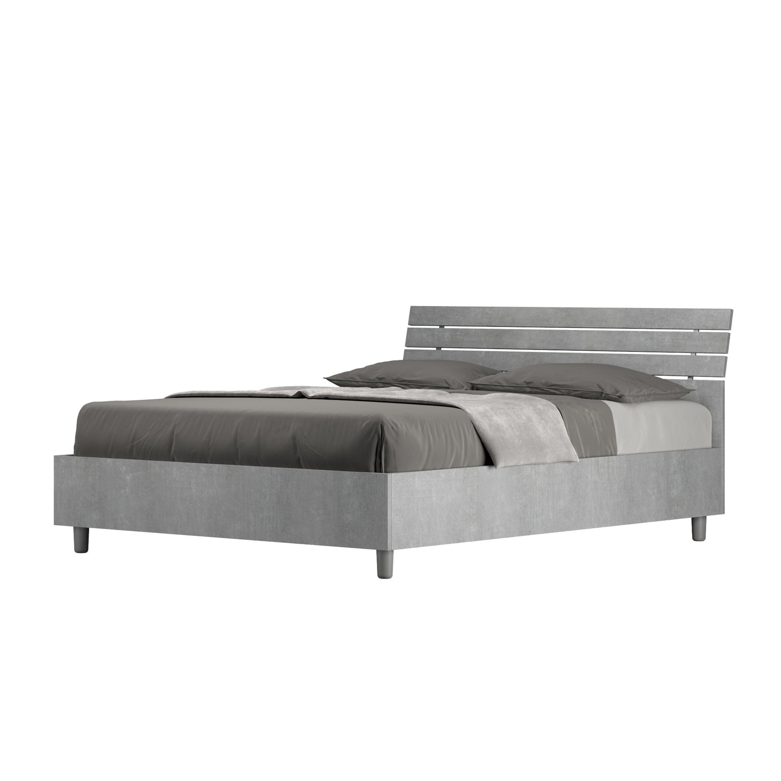Letto alla Francese - ANKEL Tipologia Letto: Con Rete e Contenitore, Dimensione Rete: 140x200, Colore: Grigio, Tipologia Testata: Testata Inclinata