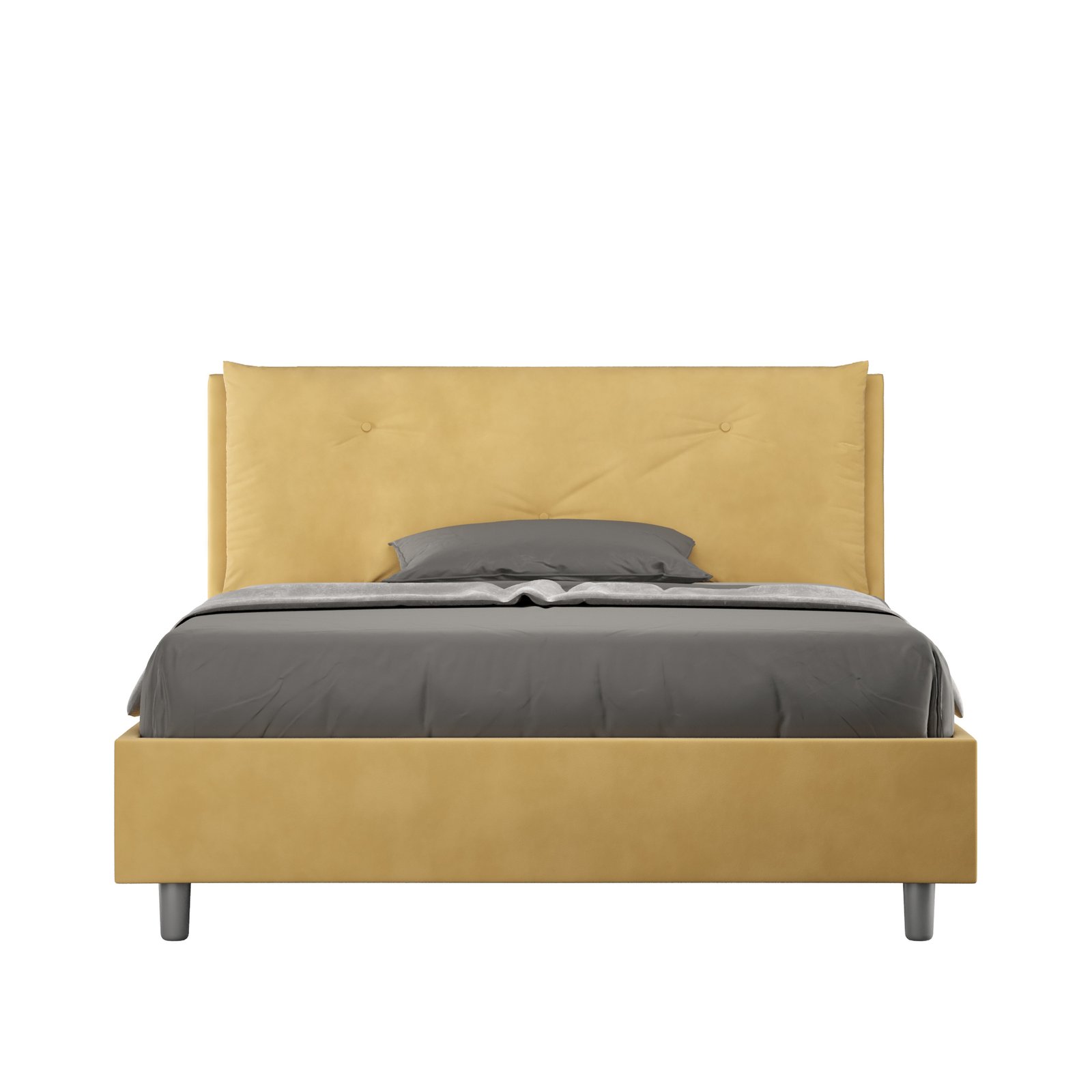 Letto alla Francese rivestito in Microfibra - APPIA Colore: Ocra, Dimensione Rete: 140x210, Tipologia Letto: Senza Rete