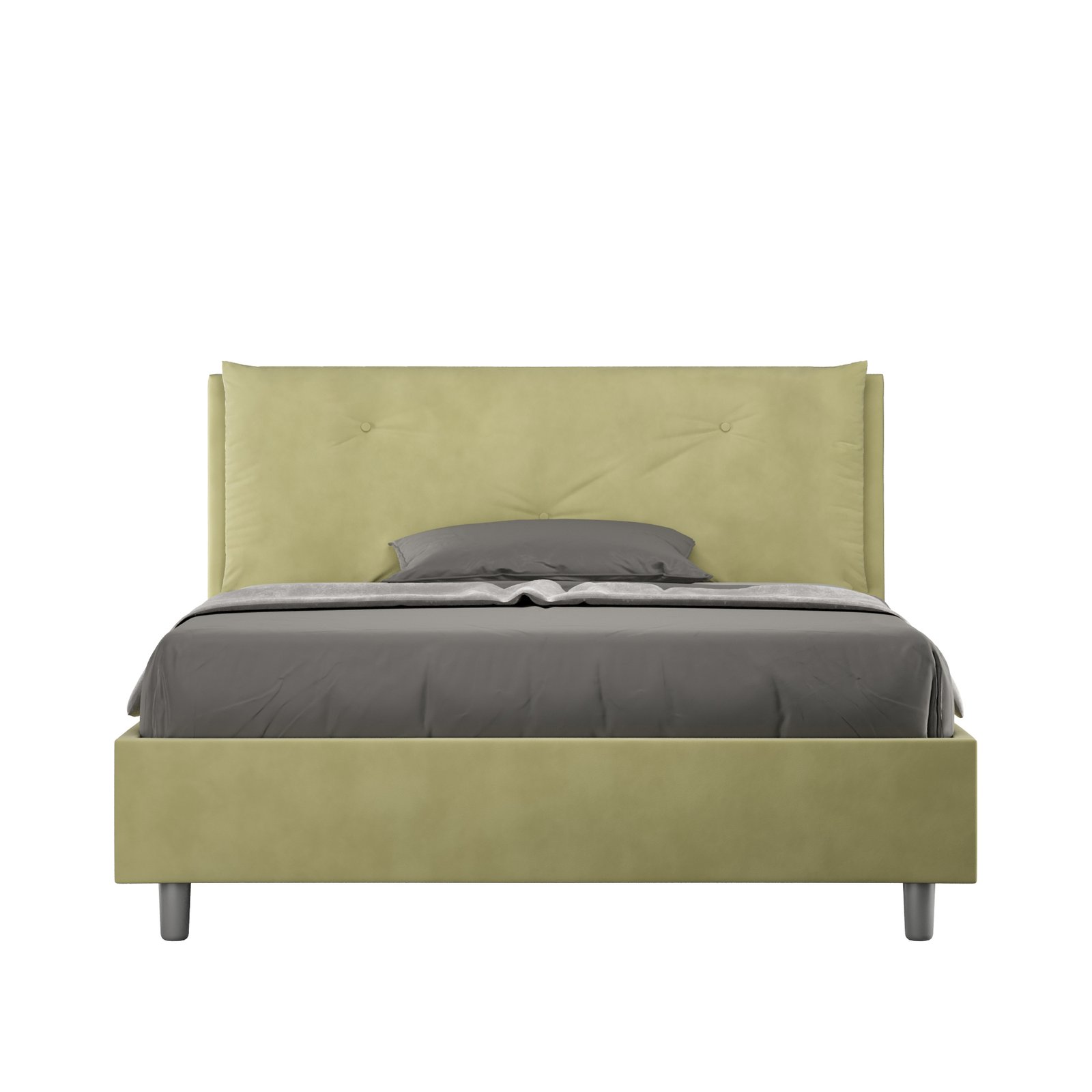 Letto alla Francese rivestito in Microfibra - APPIA Dimensione Rete: 140x190, Tipologia Letto: Senza Rete, Colore: Tè verde