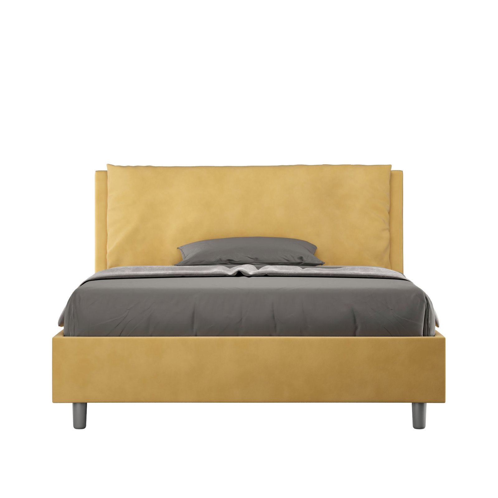 Letto alla Francese rivestito in Microfibra - ANTEA Tipologia Letto: Con Rete e Contenitore, Dimensione Rete: 140x210, Colore: Ocra
