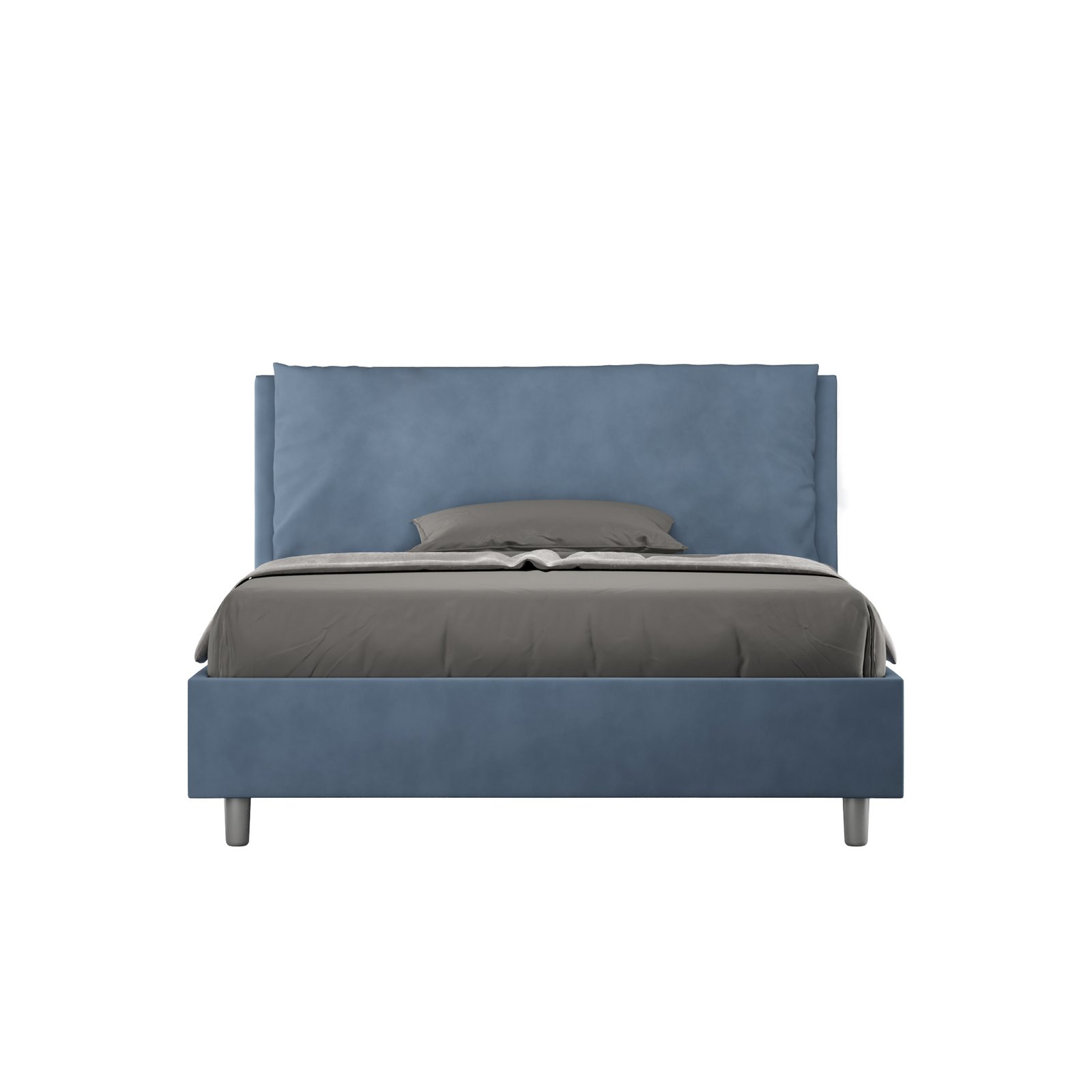 Letto alla Francese rivestito in Microfibra - ANTEA Tipologia Letto: Con Rete e Contenitore, Dimensione Rete: 140x210, Colore: Blu