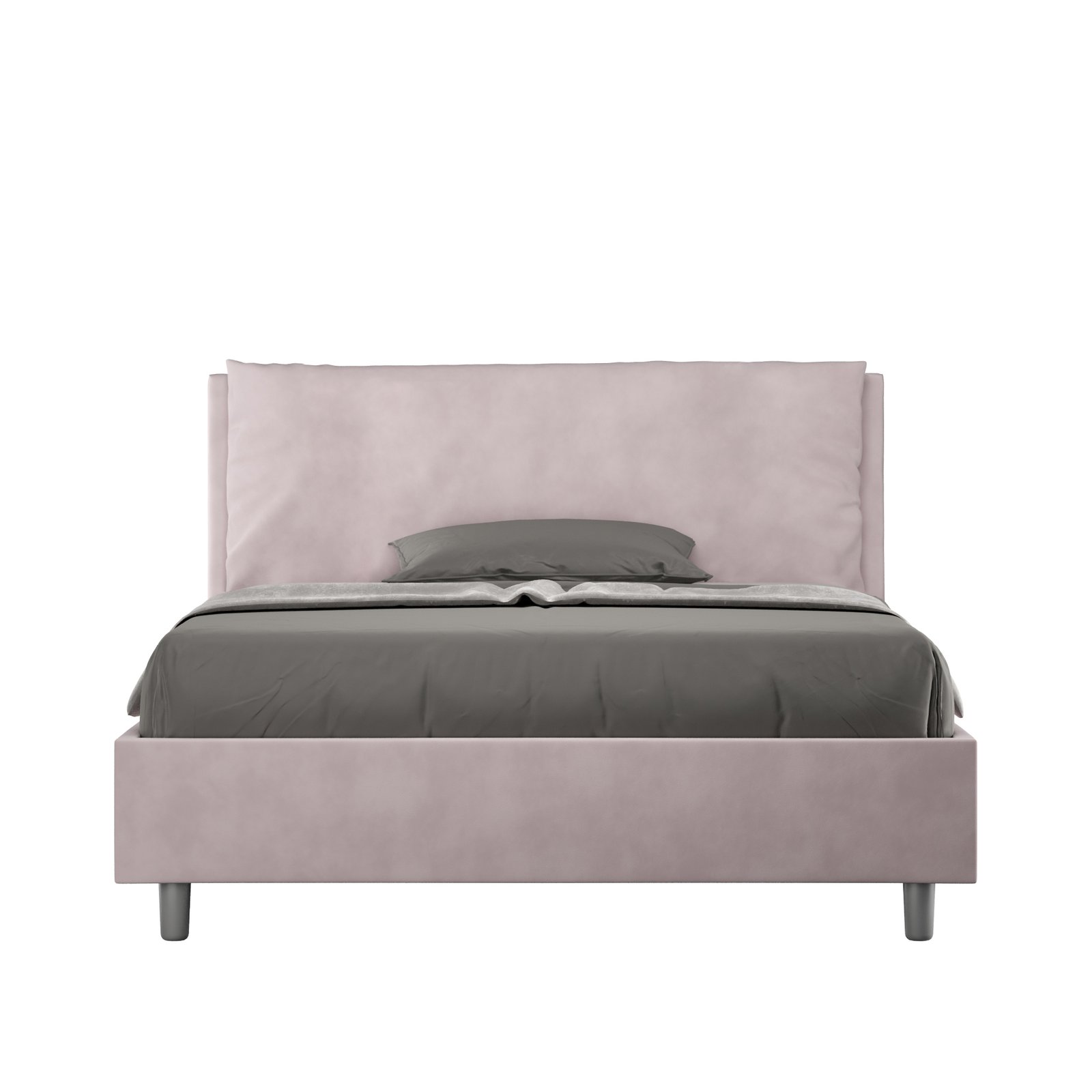 Letto alla Francese rivestito in Microfibra - ANTEA Colore: Glicine, Tipologia Letto: Con Rete e Contenitore, Dimensione Rete: 140x210