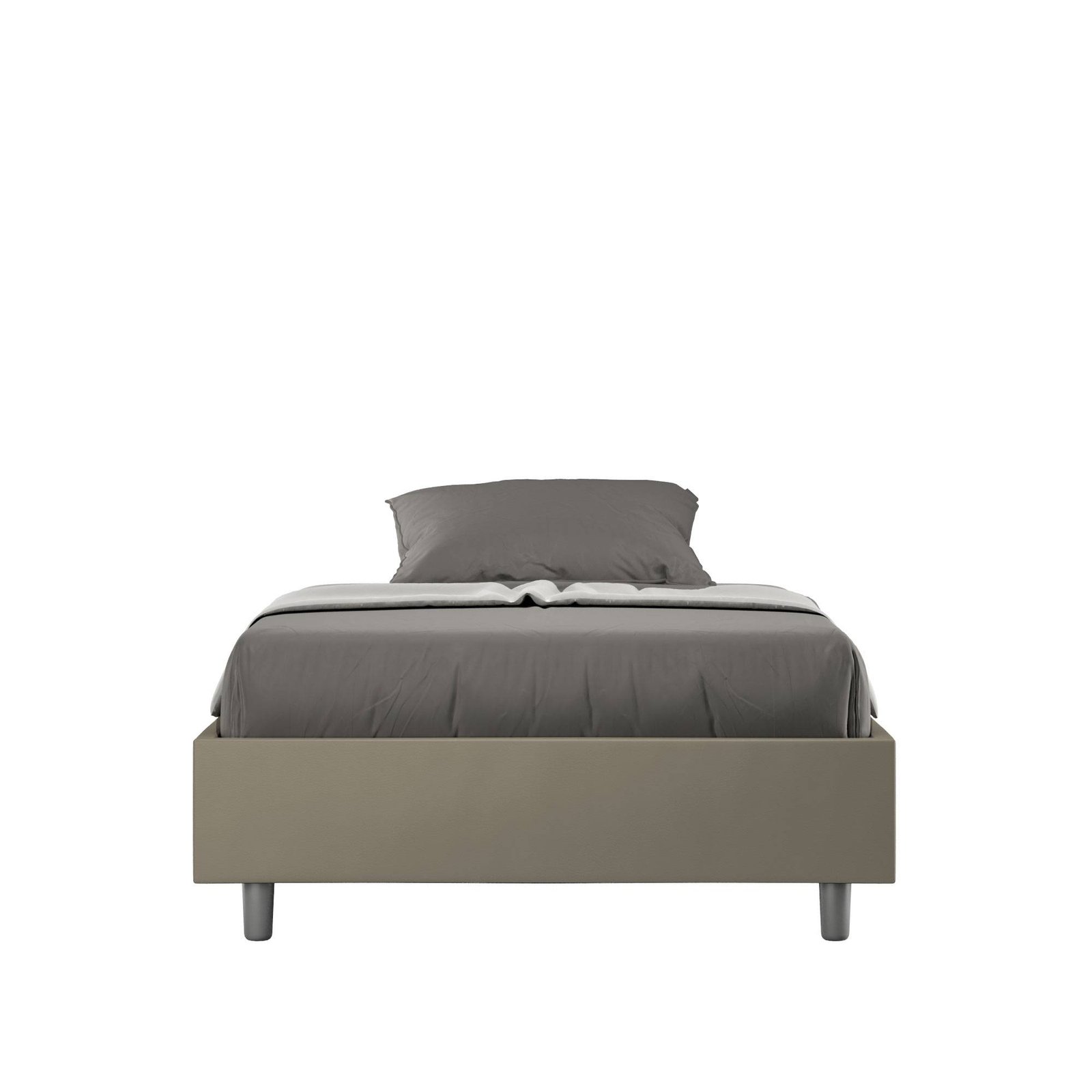 Letto alla Francese rivestito in Similpelle - AZELIA Tipologia Letto: Con Rete, Colore: Cappuccino, Dimensione Rete: 140x190
