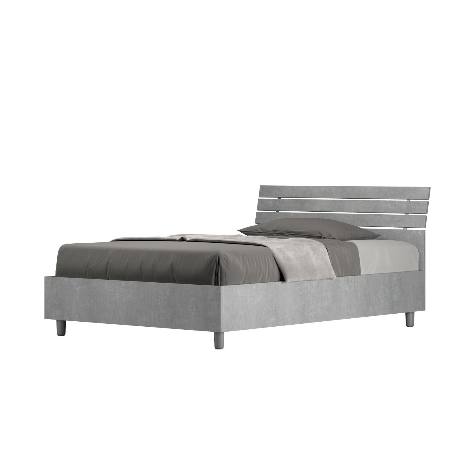 Letto una piazza e mezza - ANKEL Tipologia Testata: Testata Inclinata, Dimensione Rete: 120x190, Colore: Grigio, Tipologia Letto: Con Rete e Contenitore
