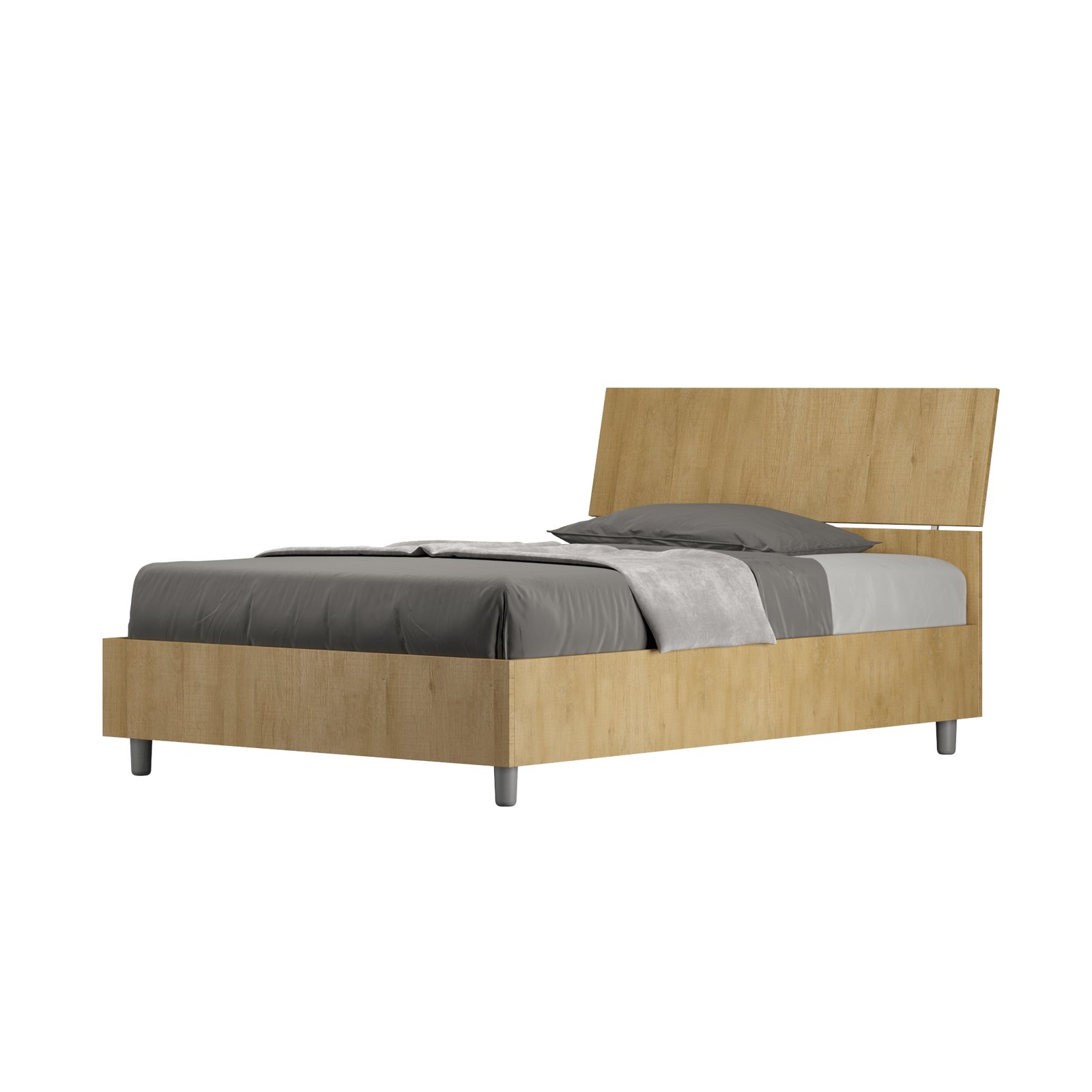 Letto una piazza e mezza - DEMAS Colore: Quercia Natura, Tipologia Letto: Con Rete, Dimensione Rete: 120x190, Tipologia Testata: Testata Inclinata