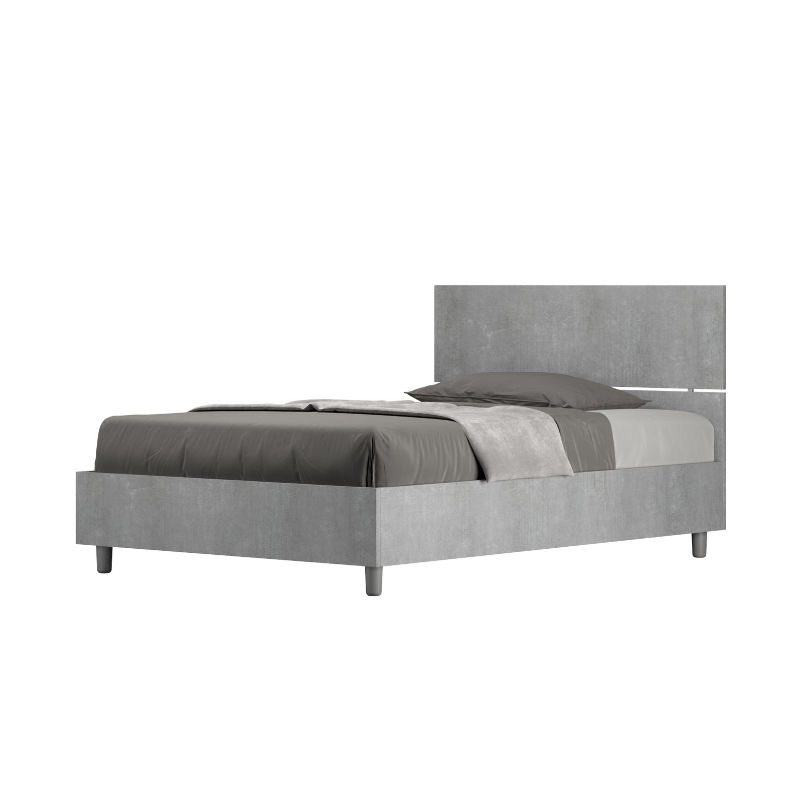 Letto una piazza e mezza - DEMAS Tipologia Letto: Con Rete, Dimensione Rete: 120x190, Tipologia Testata: Testata Dritta, Colore: Grigio