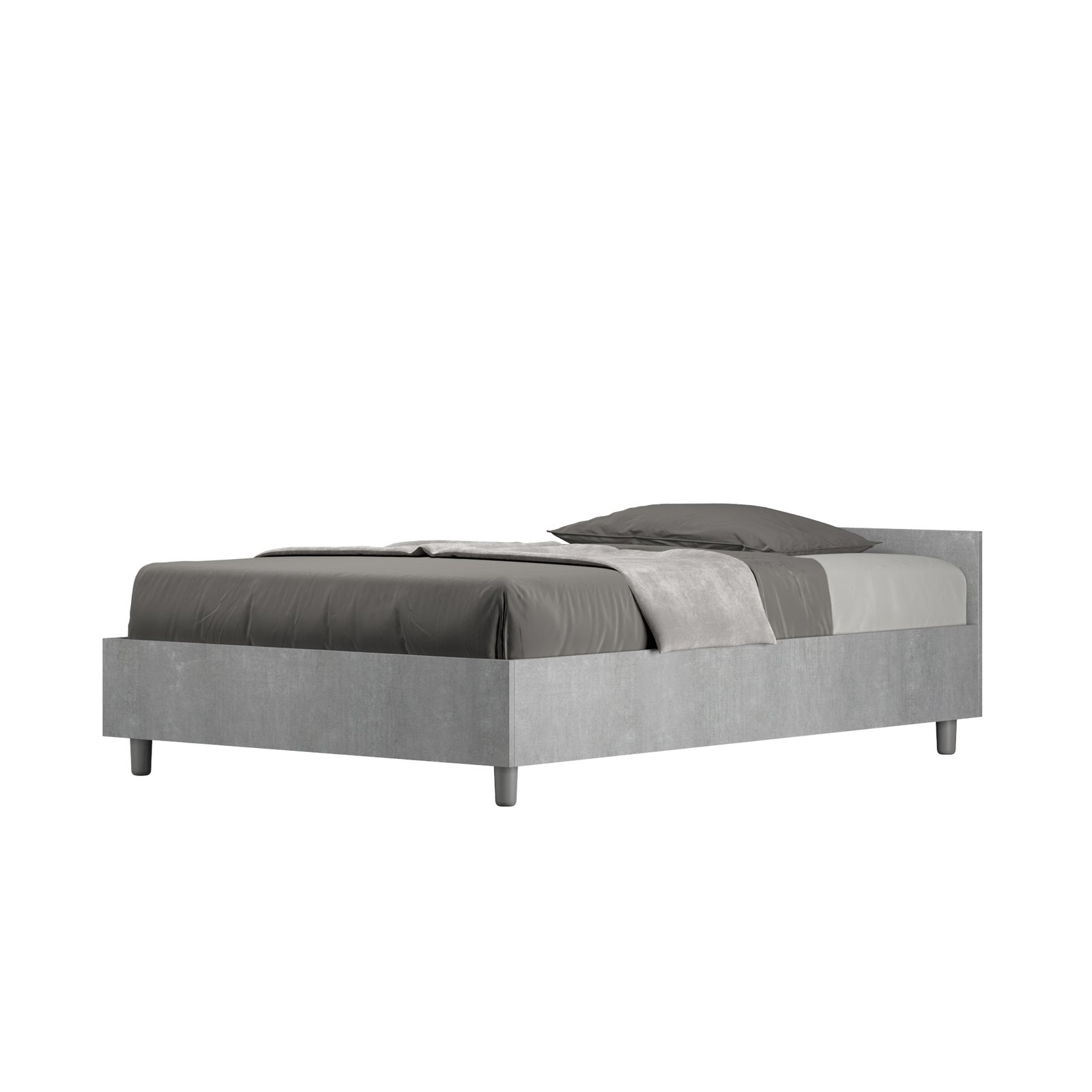 Letto una piazza e mezza - NUAMO Tipologia Letto: Con Rete e Contenitore, Colore: Grigio, Dimensione Rete: 120x190