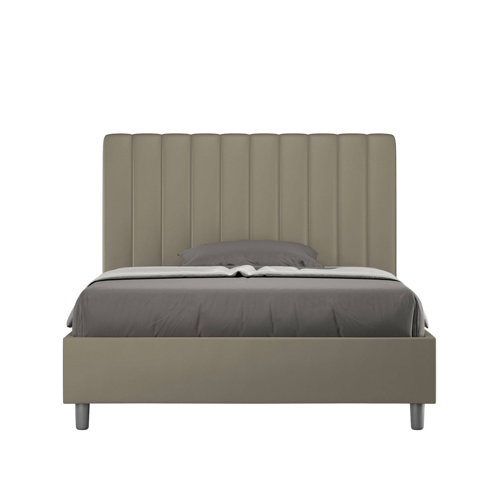 Letto una piazza e mezza rivestito in Similpelle - AGUEDA Colore: Cappuccino, Tipologia Letto: Senza Rete, Dimensione Rete: 120x200