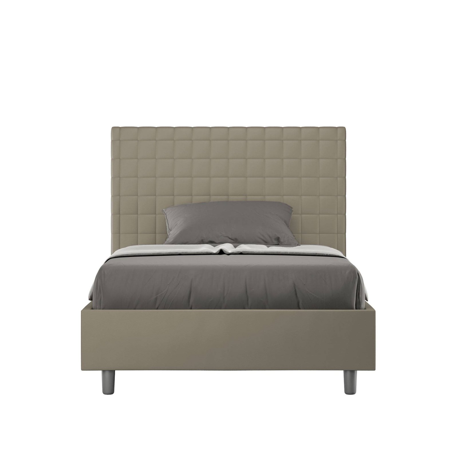Letto una piazza e mezza rivestito in Similpelle - SUNNY Dimensione Rete: 120x190, Tipologia Letto: Con Rete, Colore: Cappuccino