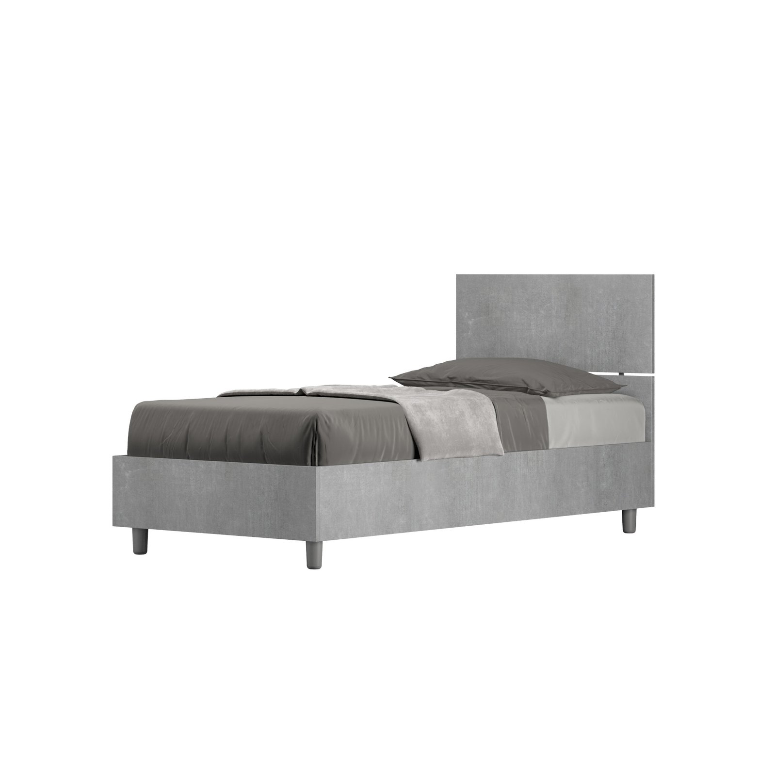 Letto Singolo - DEMAS Colore: Grigio, Tipologia Letto: Con Rete e Contenitore, Dimensione Rete: 80x190, Tipologia Testata: Testata Dritta