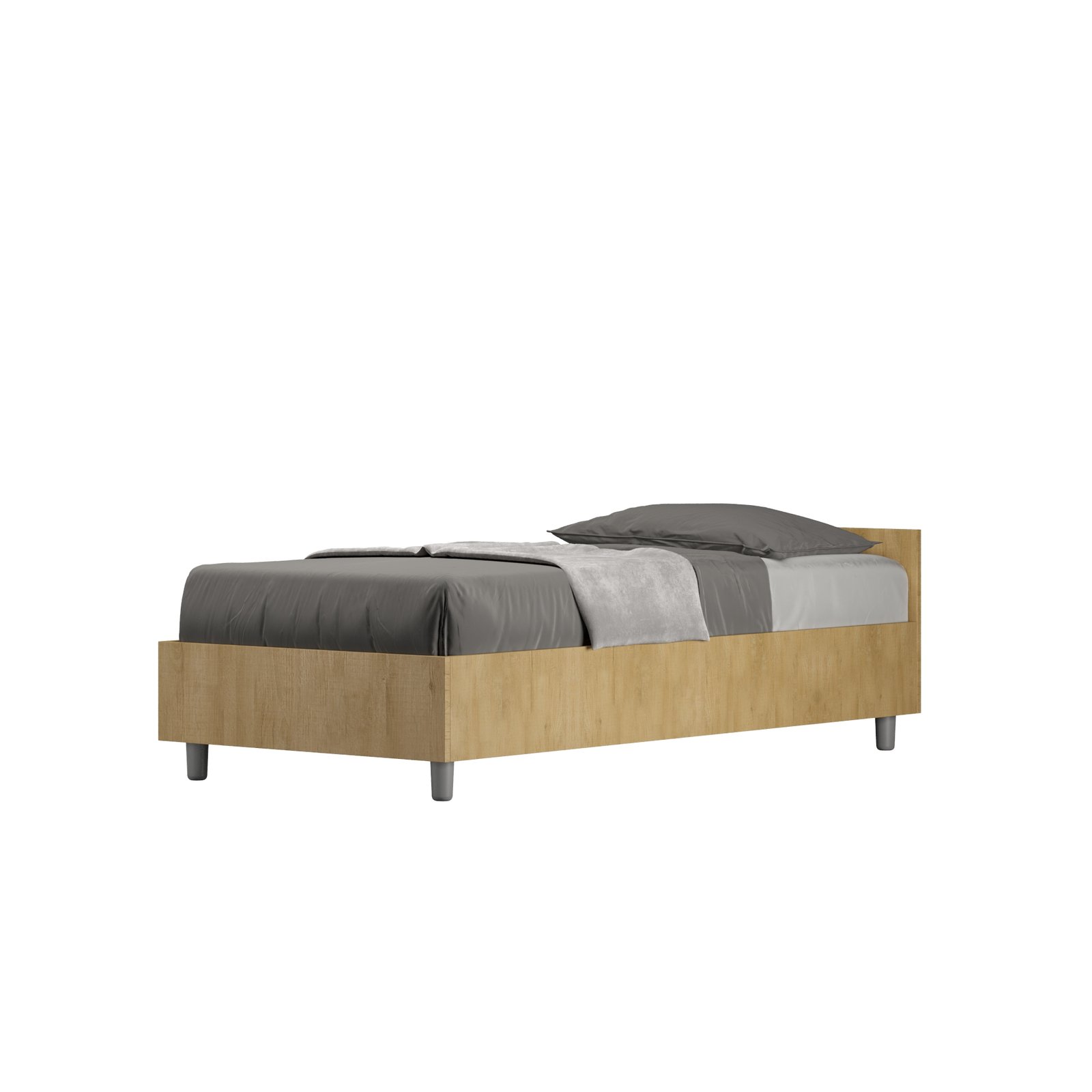 Letto Singolo - NUAMO Dimensione Rete: 80x190, Tipologia Letto: Senza Rete, Colore: Quercia Natura