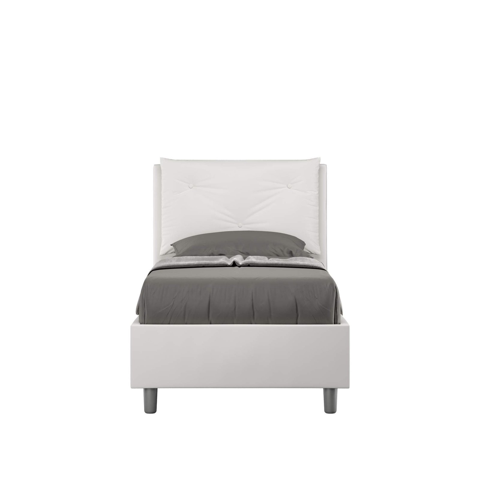 Letto Singolo rivestito in Similpelle - APPIA Dimensione Rete: 80x210, Colore: Bianco, Tipologia Letto: Senza Rete