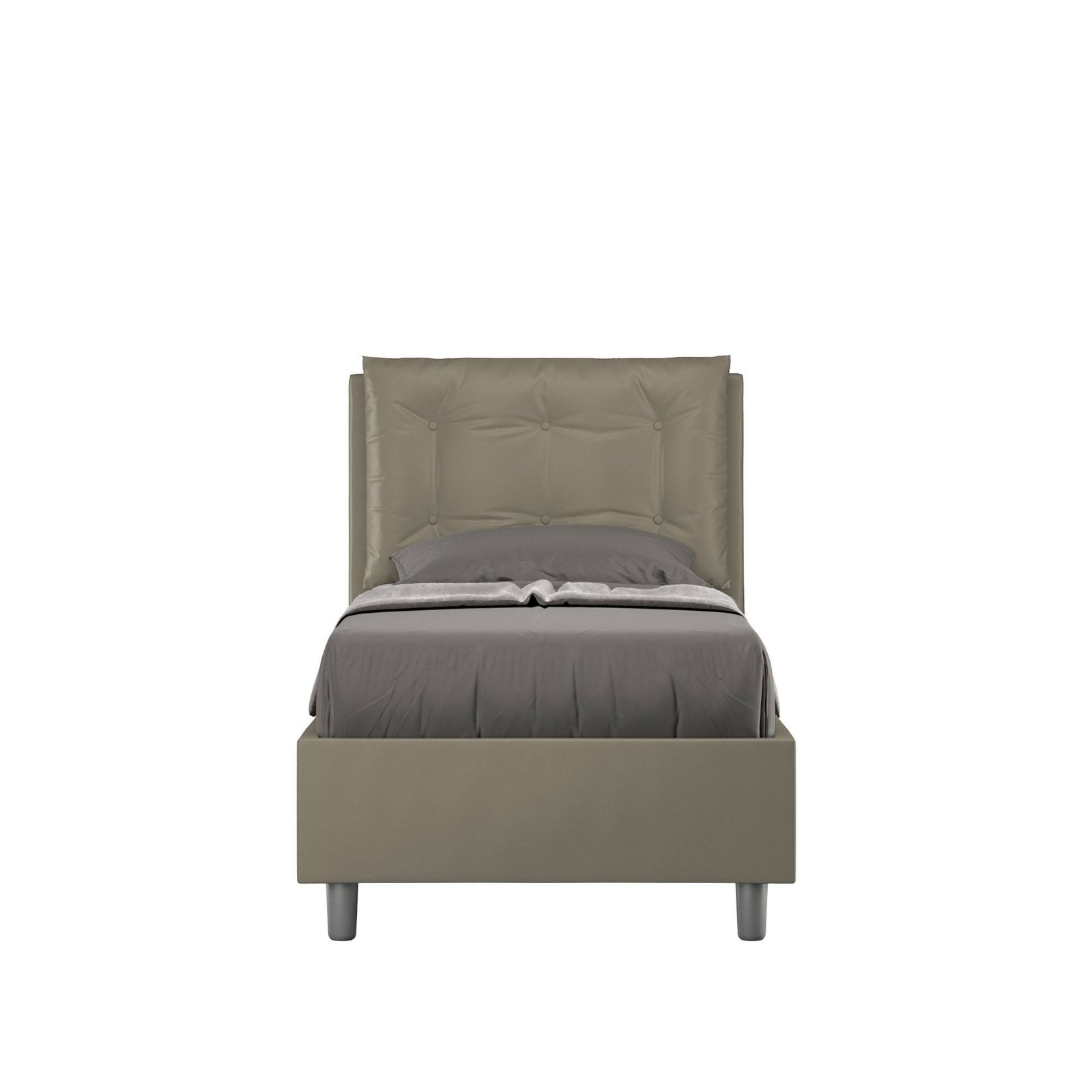 Letto Singolo rivestito in Similpelle - ANNALISA Colore: Cappuccino, Tipologia Letto: Con Rete, Dimensione Rete: 80x210