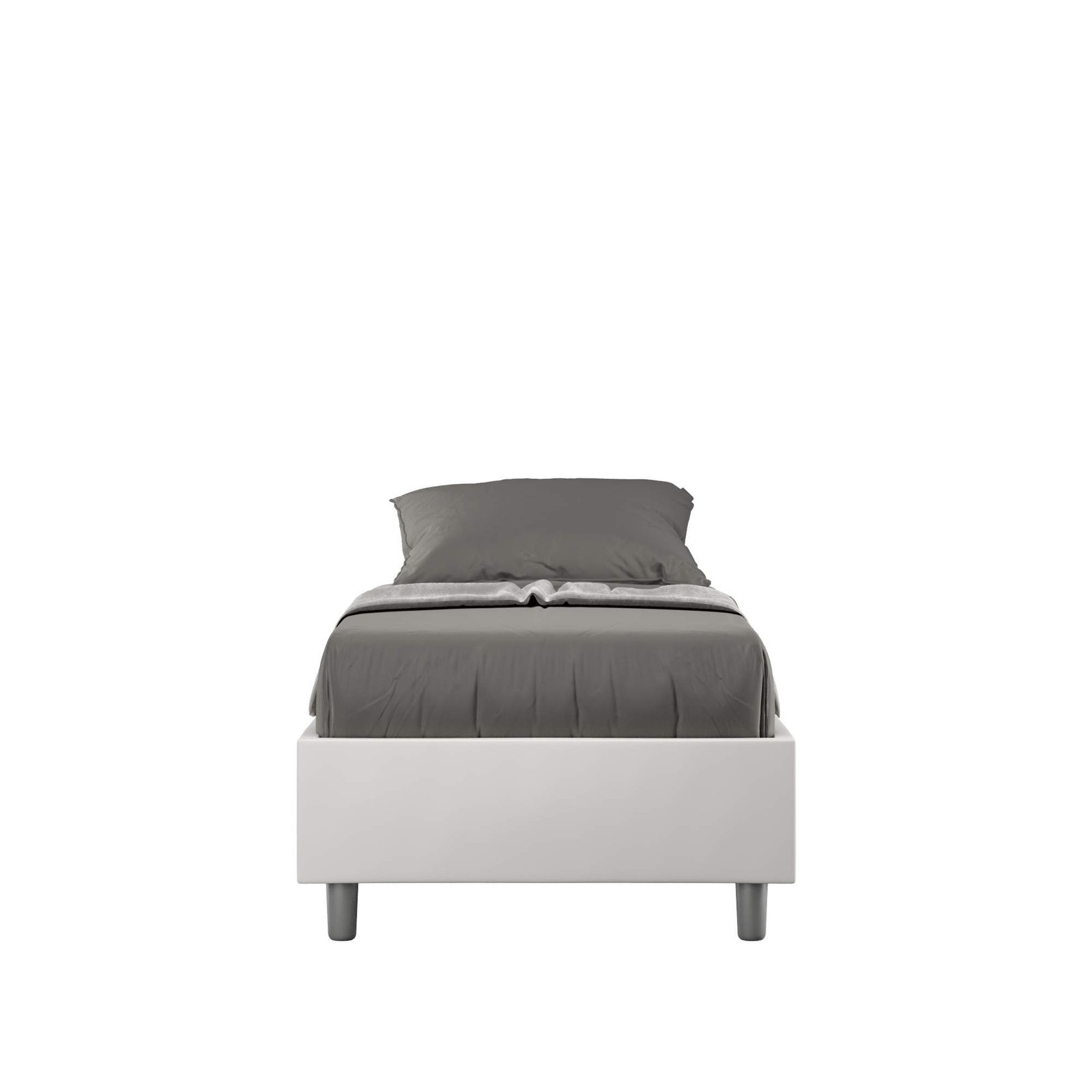 Letto Singolo rivestito in Similpelle - AZELIA Tipologia Letto: Senza Rete, Colore: Bianco, Dimensione Rete: 80x210