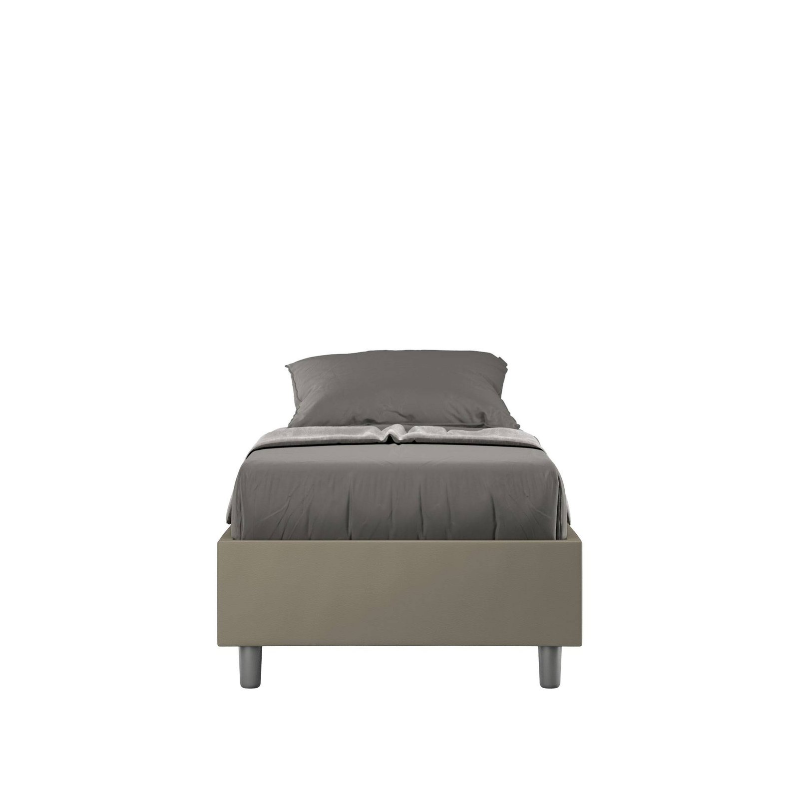 Letto Singolo rivestito in Similpelle - AZELIA Dimensione Rete: 80x200, Colore: Cappuccino, Tipologia Letto: Con Rete
