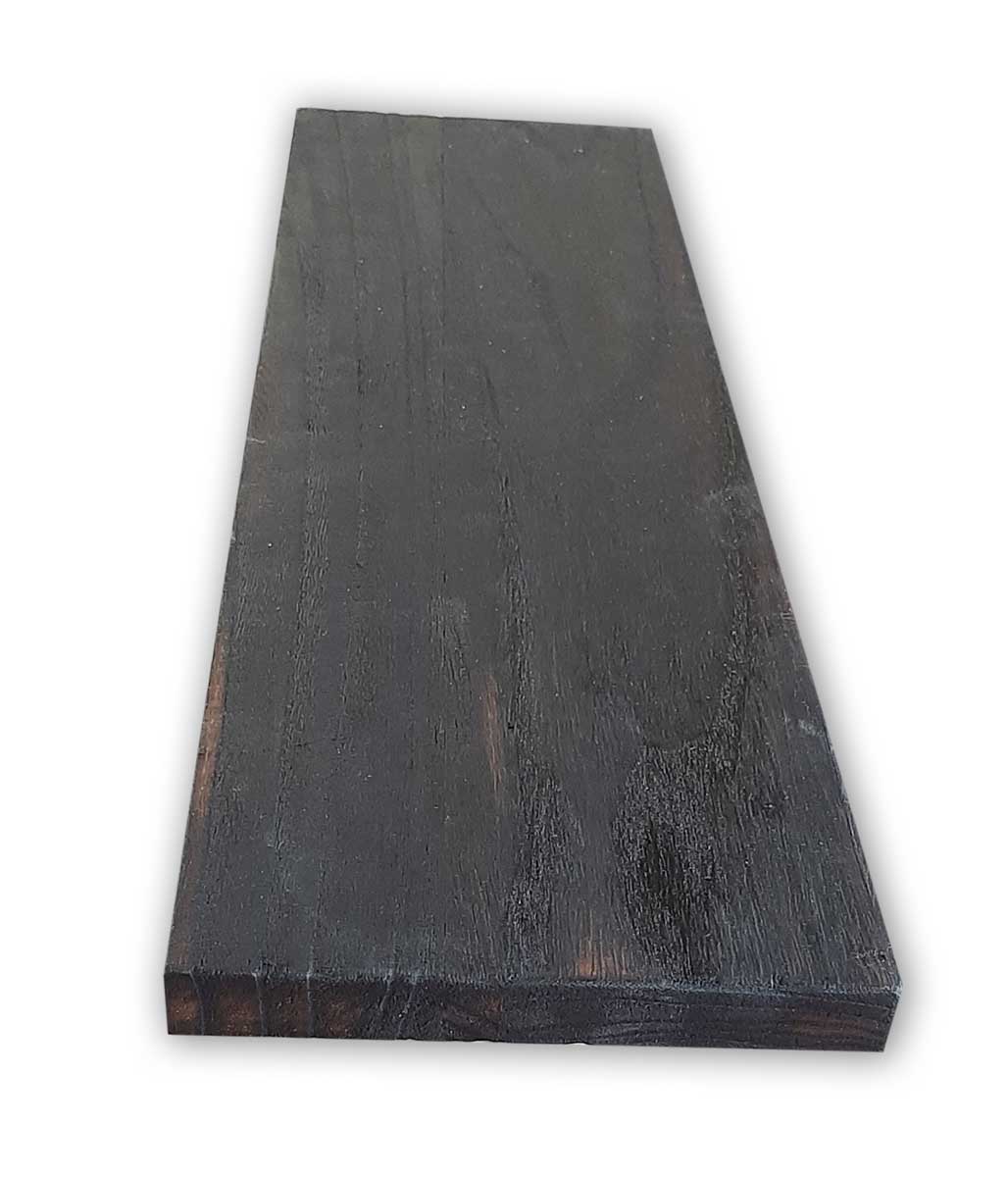 Tavola In LEGNO CountryWood – trattato con metodo Yakisugi Misura: 20x203x2 cm, Stile: DARK CARBON full burn