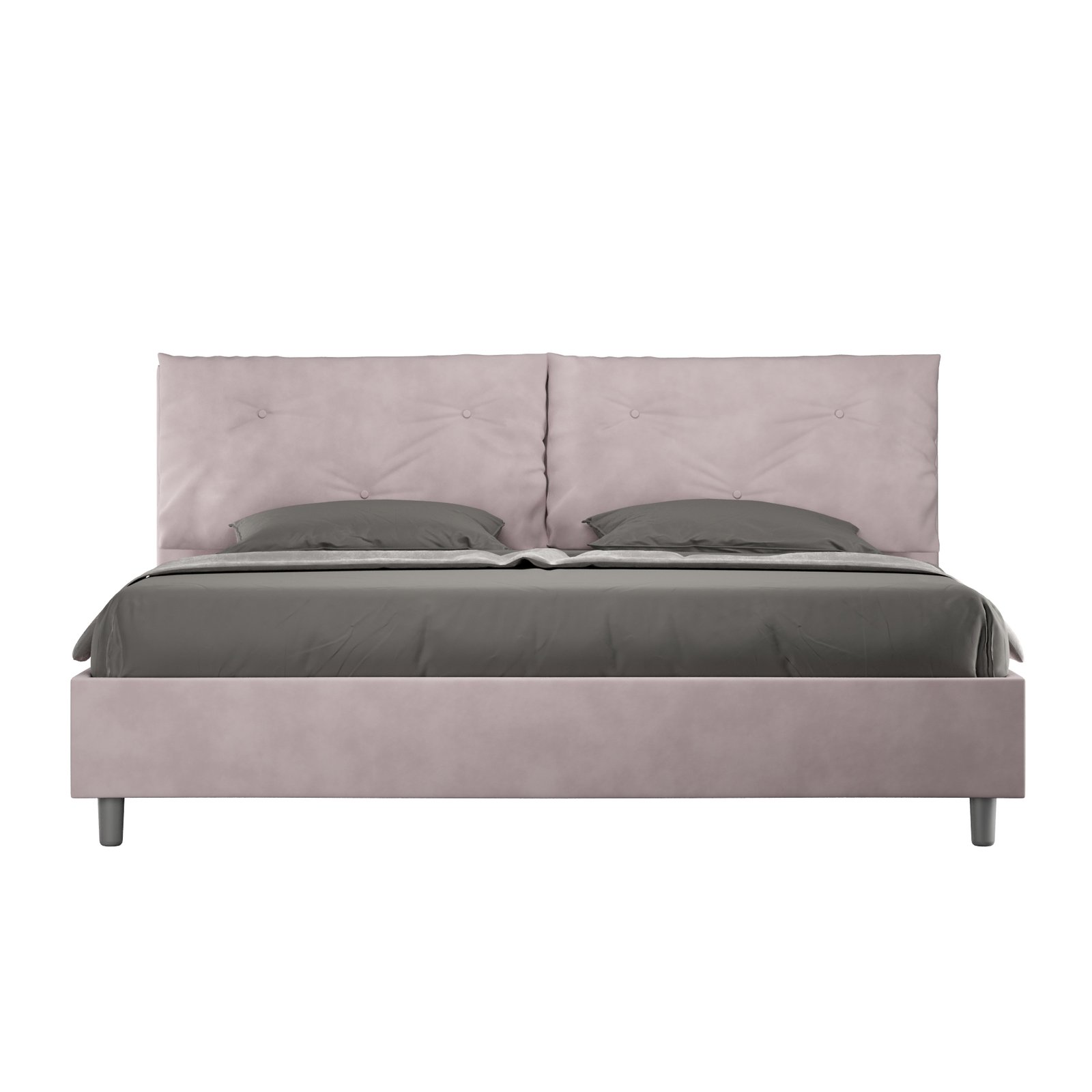 Letto Matrimoniale King size rivestito in Microfibra con cuscini xl - APPIA LARGE Tipologia Letto: Con Rete, Colore: Glicine, Dimensione Rete: 200x210