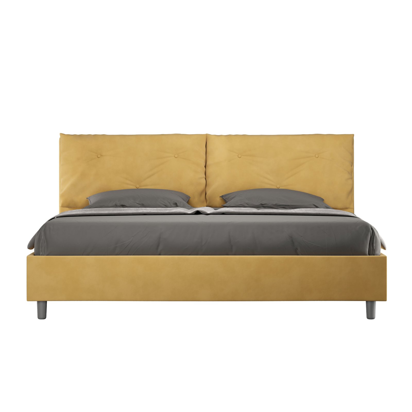 Letto Matrimoniale King size rivestito in Microfibra con cuscini xl - APPIA LARGE Colore: Ocra, Tipologia Letto: Con Rete, Dimensione Rete: 200x210