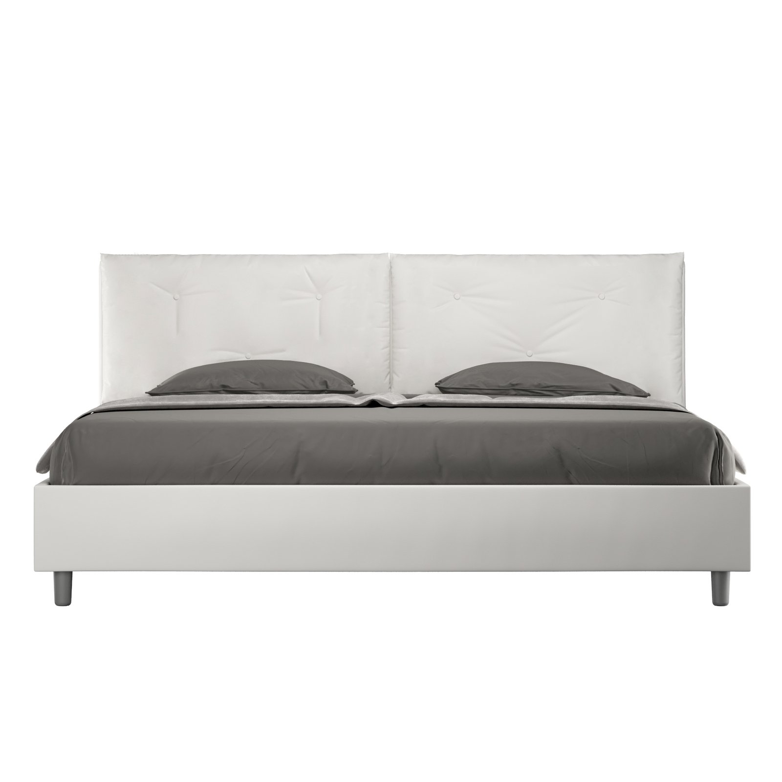 Letto Matrimoniale King size rivestito in Similpelle con cuscini xl - APPIA LARGE Tipologia Letto: Con Rete e Contenitore, Colore: Bianco, Dimensione Rete: 200x210