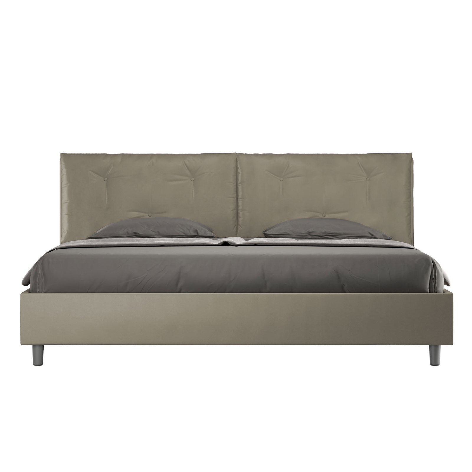 Letto Matrimoniale King size rivestito in Similpelle con cuscini xl - APPIA LARGE Tipologia Letto: Con Rete e Contenitore, Dimensione Rete: 200x210, Colore: Cappuccino