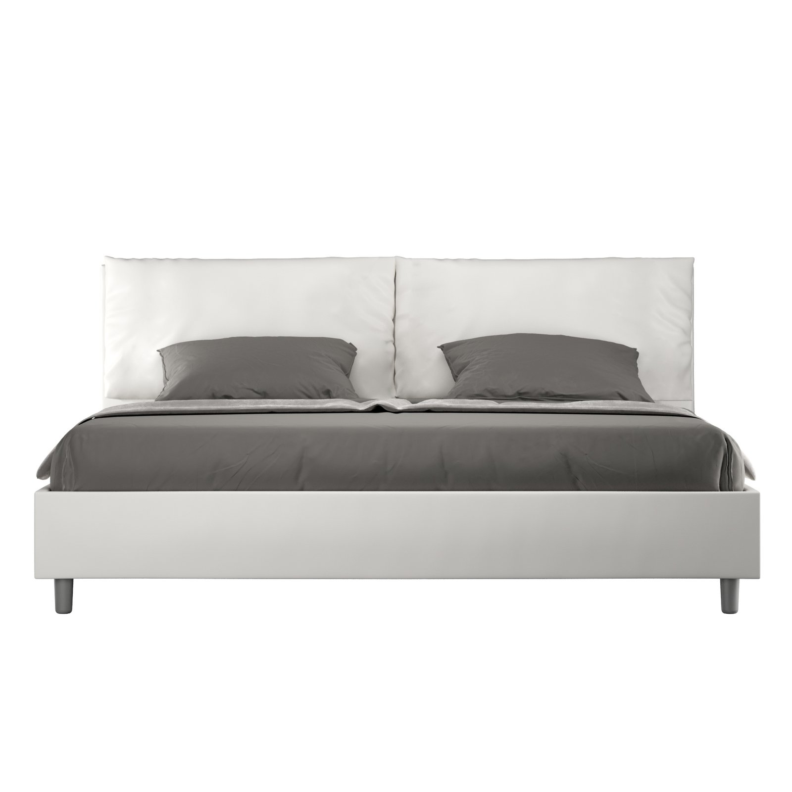 Letto Matrimoniale King size rivestito in Similpelle con cuscini xl - ANTEA LARGE Tipologia Letto: Con Rete, Dimensione Rete: 200x200, Colore: Bianco