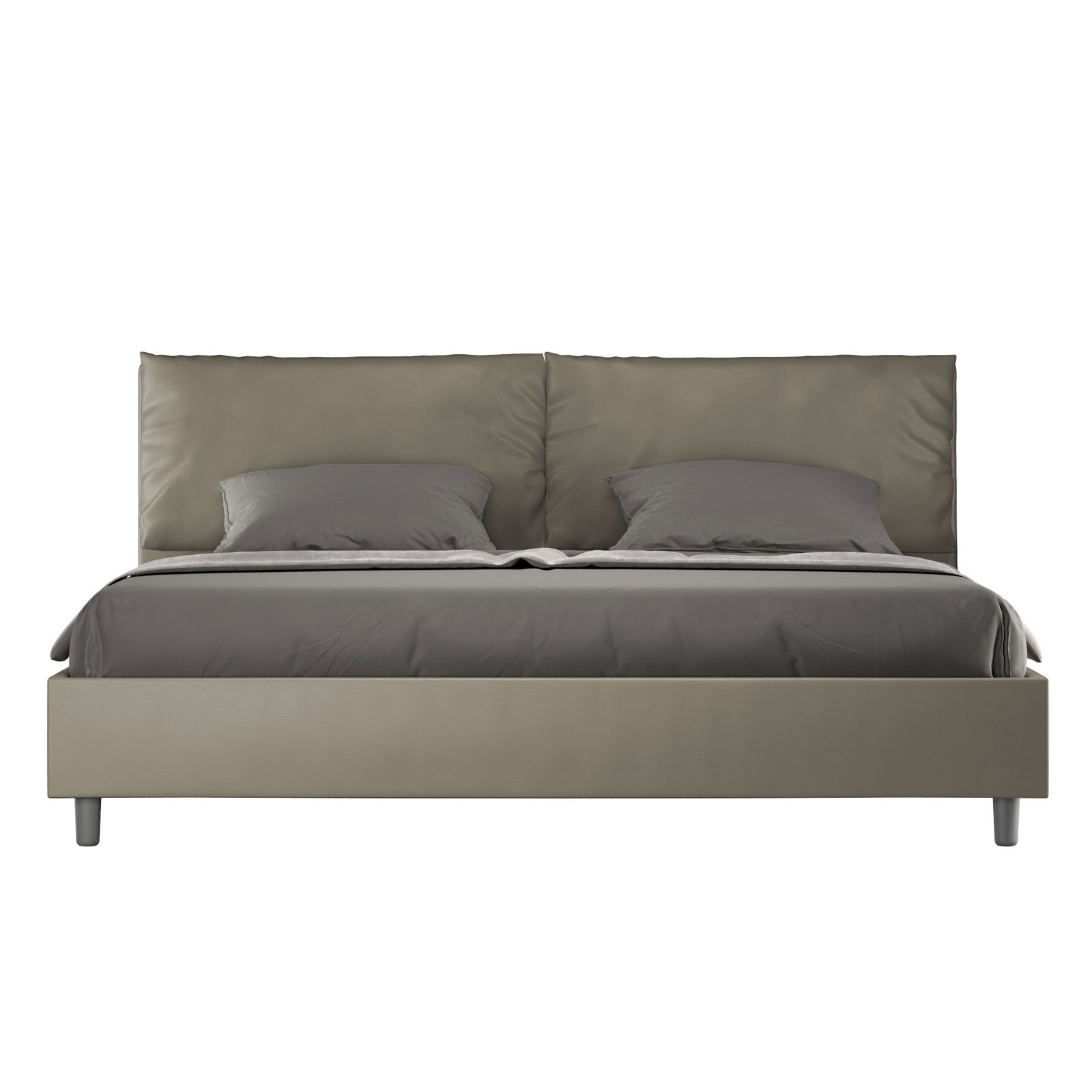 Letto Matrimoniale King size rivestito in Similpelle con cuscini xl - ANTEA LARGE Colore: Cappuccino, Dimensione Rete: 200x200, Tipologia Letto: Senza Rete