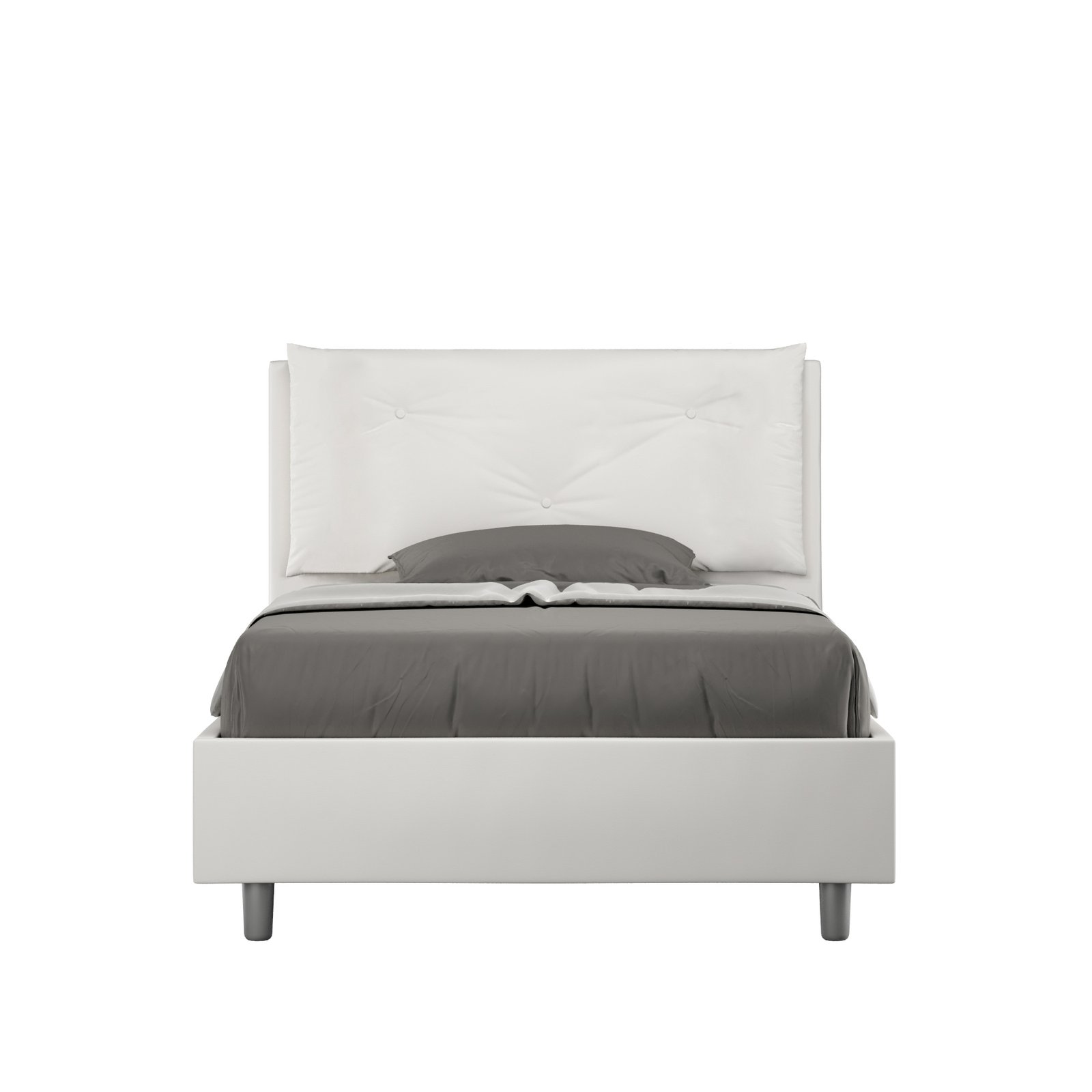 Letto una piazza e mezza rivestito in Similpelle con cuscini xl - APPIA LARGE Dimensione Rete: 120x210, Tipologia Letto: Con Rete e Contenitore, Colore: Bianco