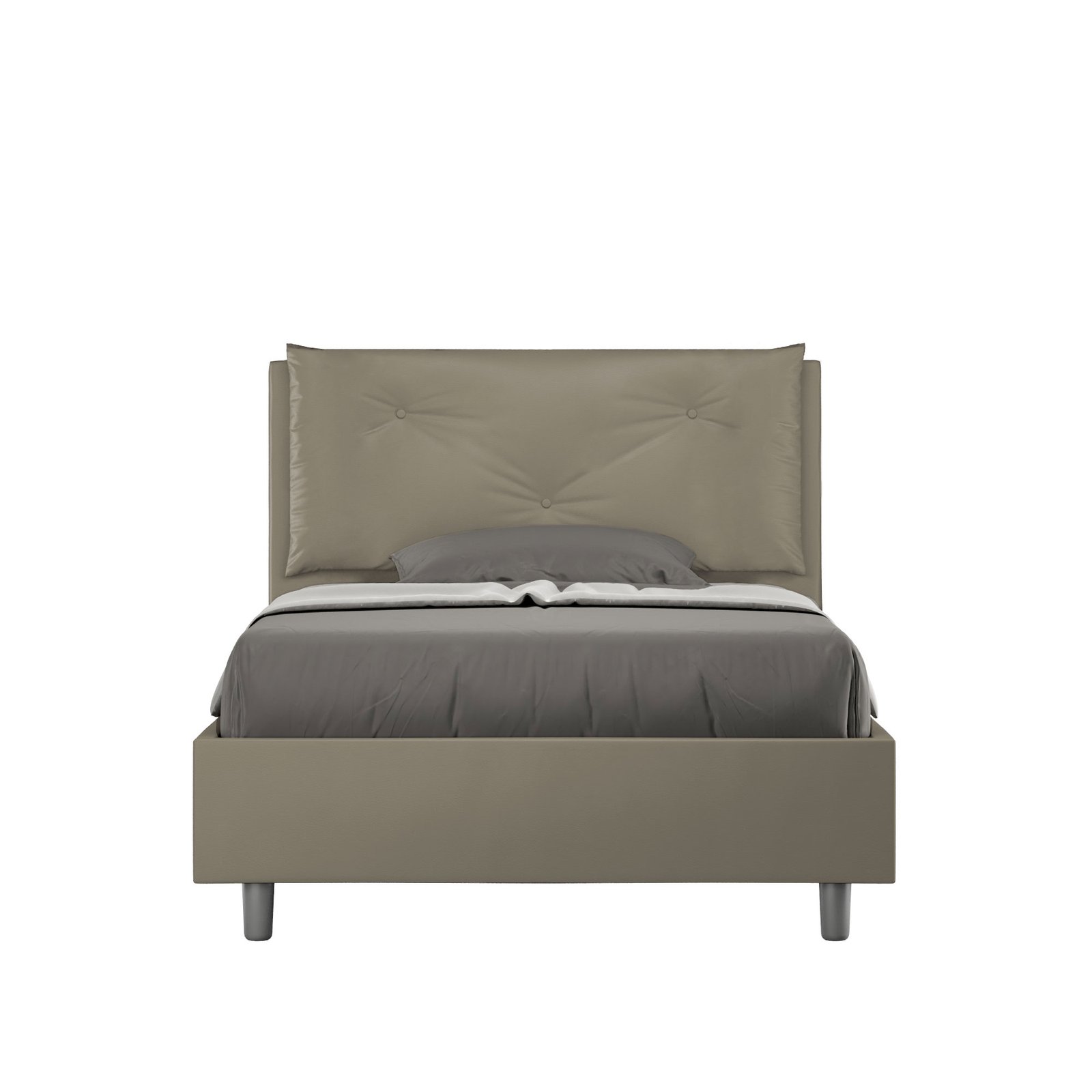 Letto una piazza e mezza rivestito in Similpelle con cuscini xl - APPIA LARGE Dimensione Rete: 120x210, Colore: Cappuccino, Tipologia Letto: Con Rete