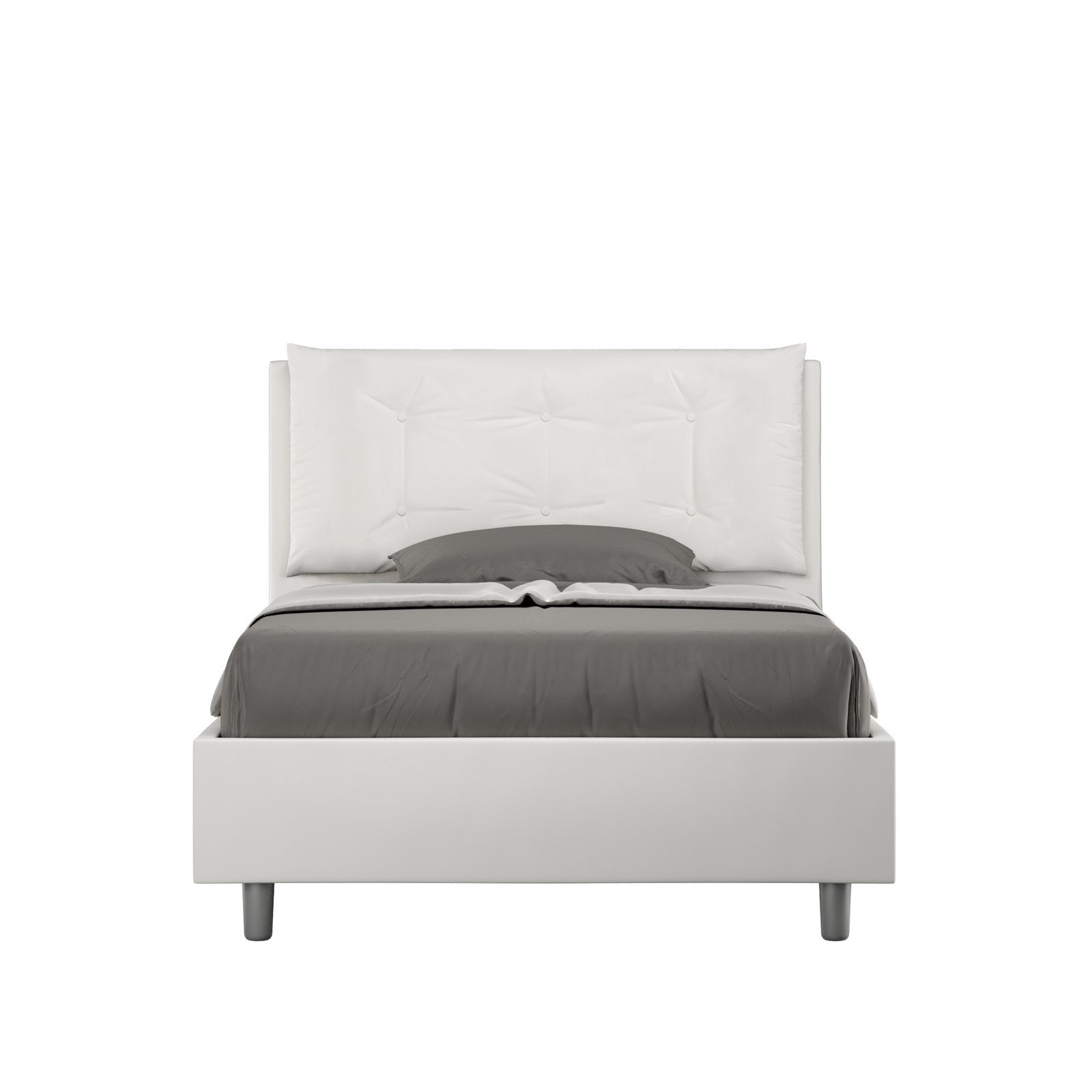 Letto una piazza e mezza rivestito in Similpelle con cuscini xl - ANNALISA LARGE Tipologia Letto: Senza Rete, Colore: Bianco, Dimensione Rete: 120x190