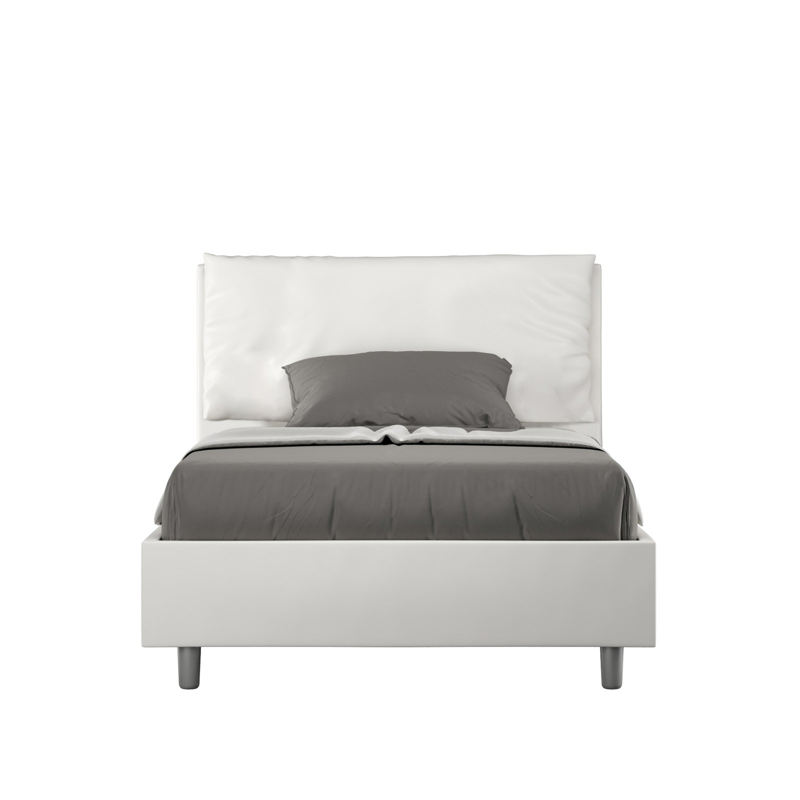 Letto una piazza e mezza rivestito in Similpelle con cuscini xl - ANTEA LARGE Tipologia Letto: Con Rete, Dimensione Rete: 120x210, Colore: Bianco