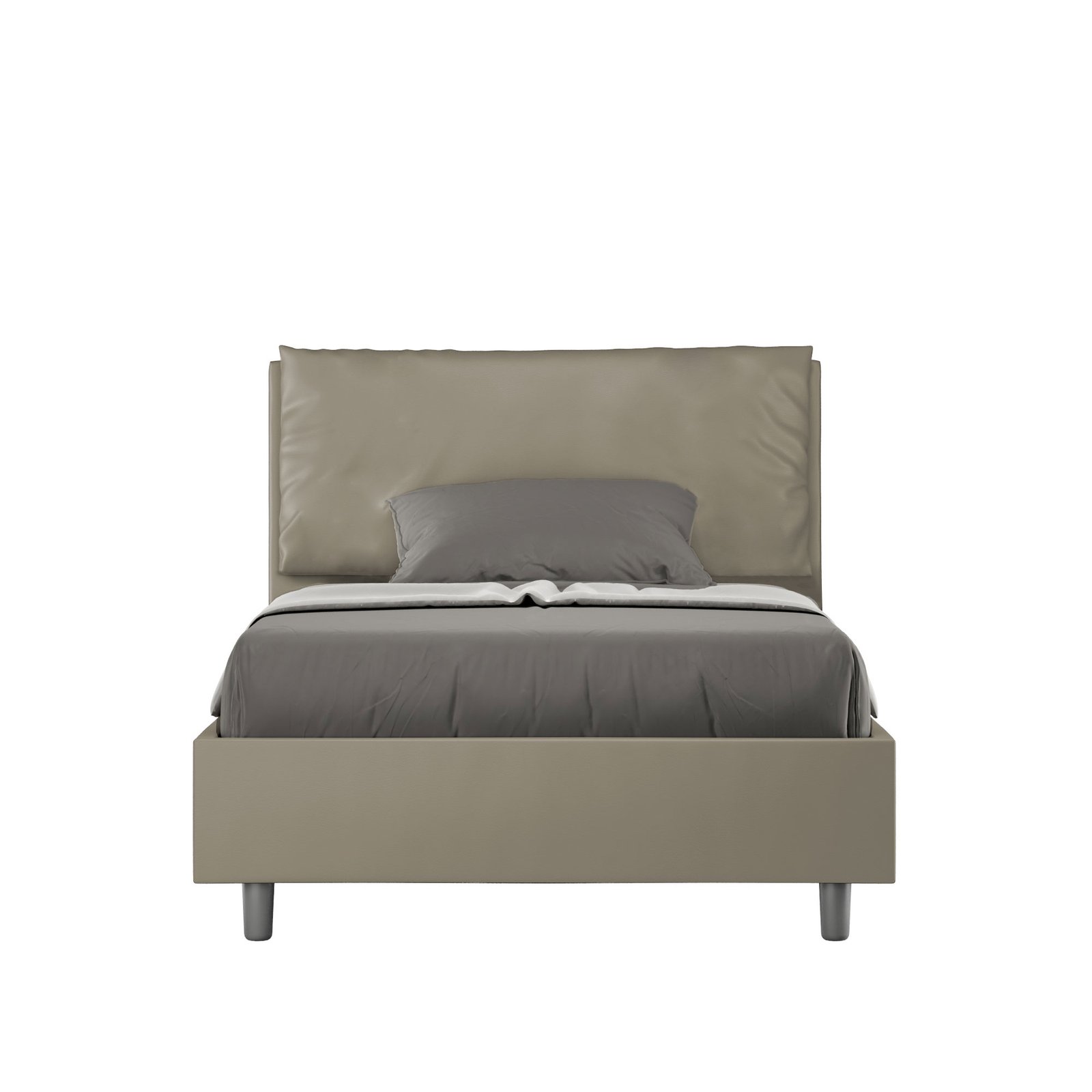 Letto una piazza e mezza rivestito in Similpelle con cuscini xl - ANTEA LARGE Tipologia Letto: Con Rete, Colore: Cappuccino, Dimensione Rete: 120x210