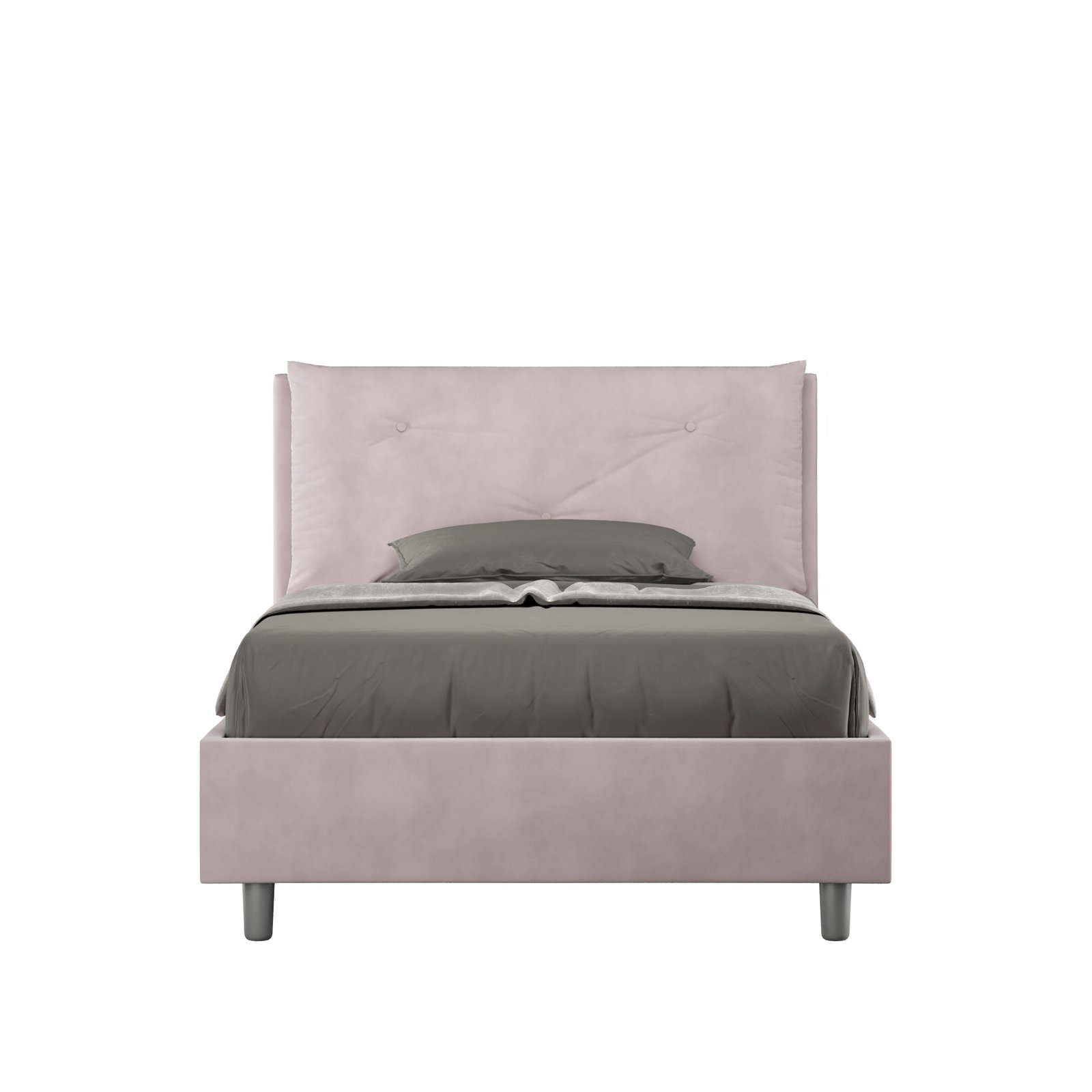 Letto una piazza e mezza rivestito in Microfibra con cuscini xl - APPIA LARGE Tipologia Letto: Con Rete e Contenitore, Dimensione Rete: 120x190, Colore: Glicine