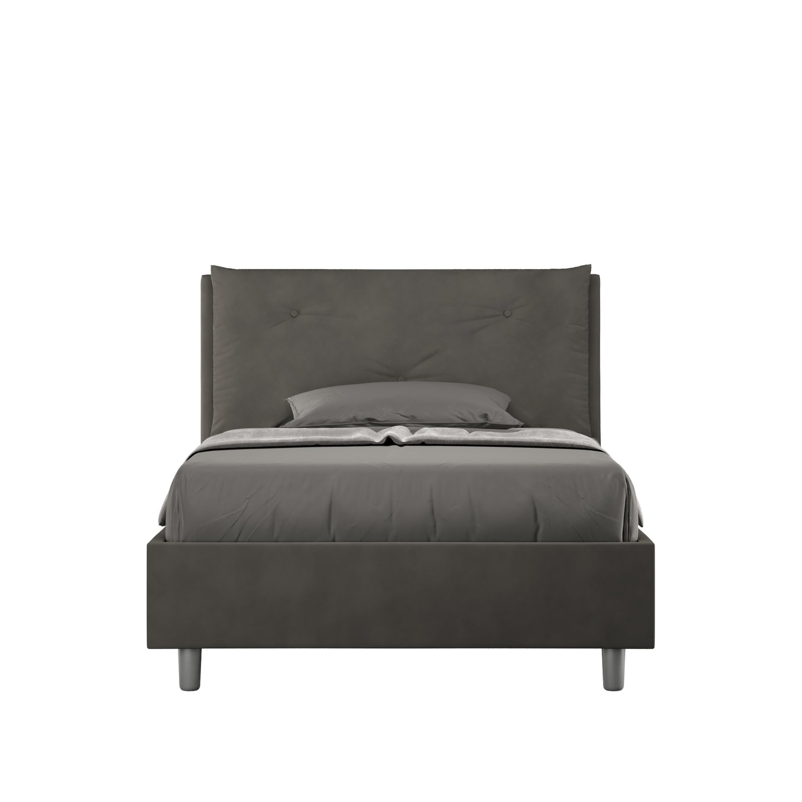 Letto una piazza e mezza rivestito in Microfibra con cuscini xl - APPIA LARGE Tipologia Letto: Con Rete, Colore: Grigio, Dimensione Rete: 120x190