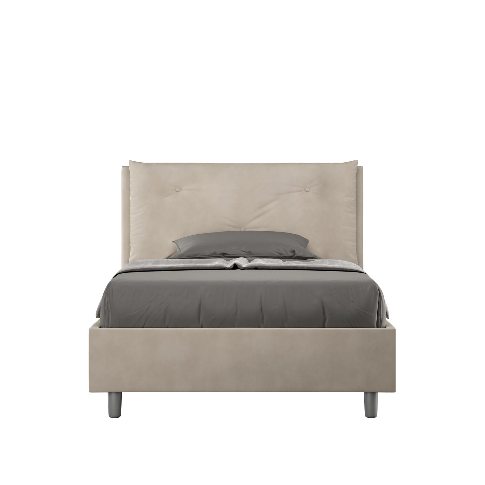 Letto una piazza e mezza rivestito in Microfibra con cuscini xl - APPIA LARGE Tipologia Letto: Con Rete, Dimensione Rete: 120x190, Colore: Sabbia