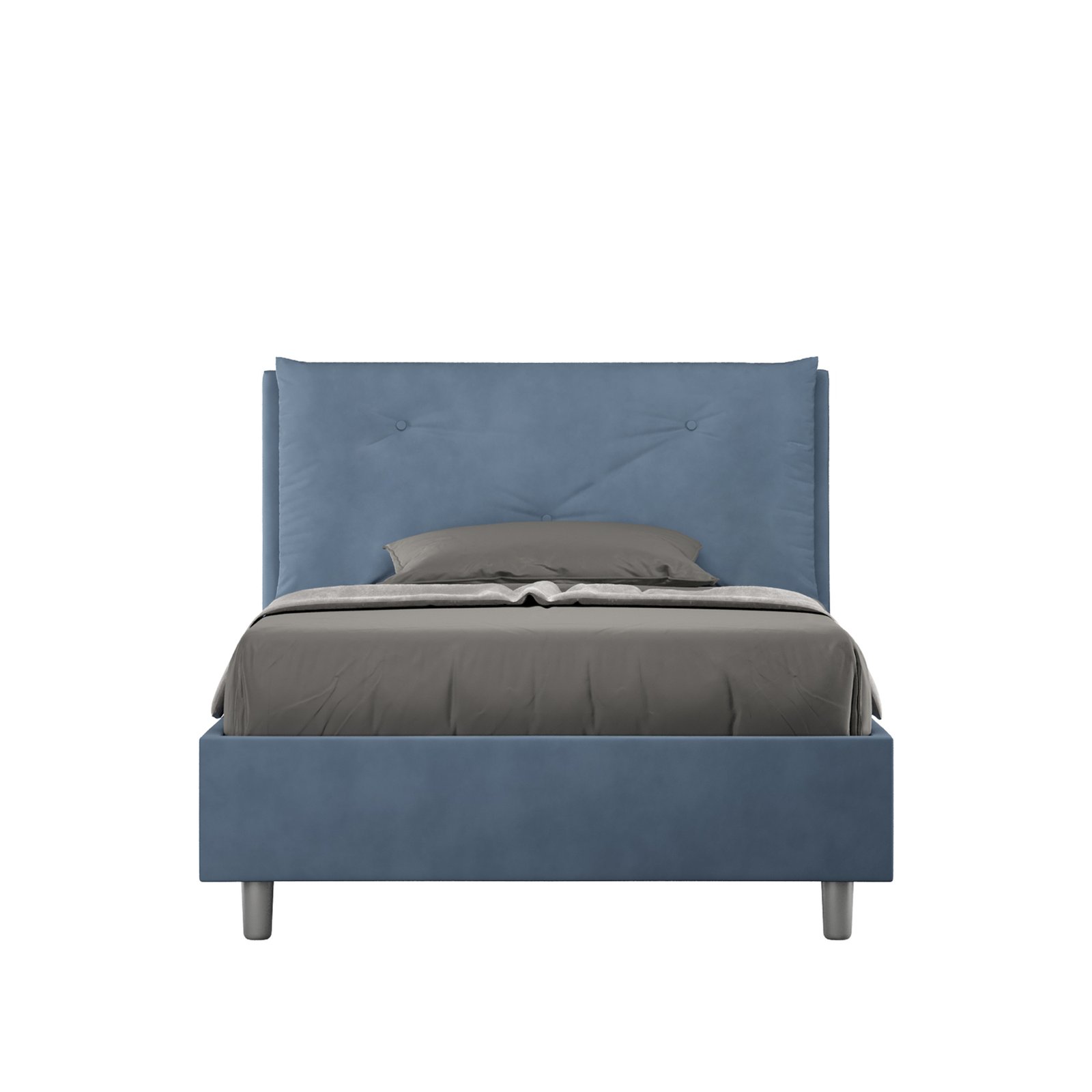 Letto una piazza e mezza rivestito in Microfibra con cuscini xl - APPIA LARGE Tipologia Letto: Con Rete e Contenitore, Dimensione Rete: 120x190, Colore: Blu