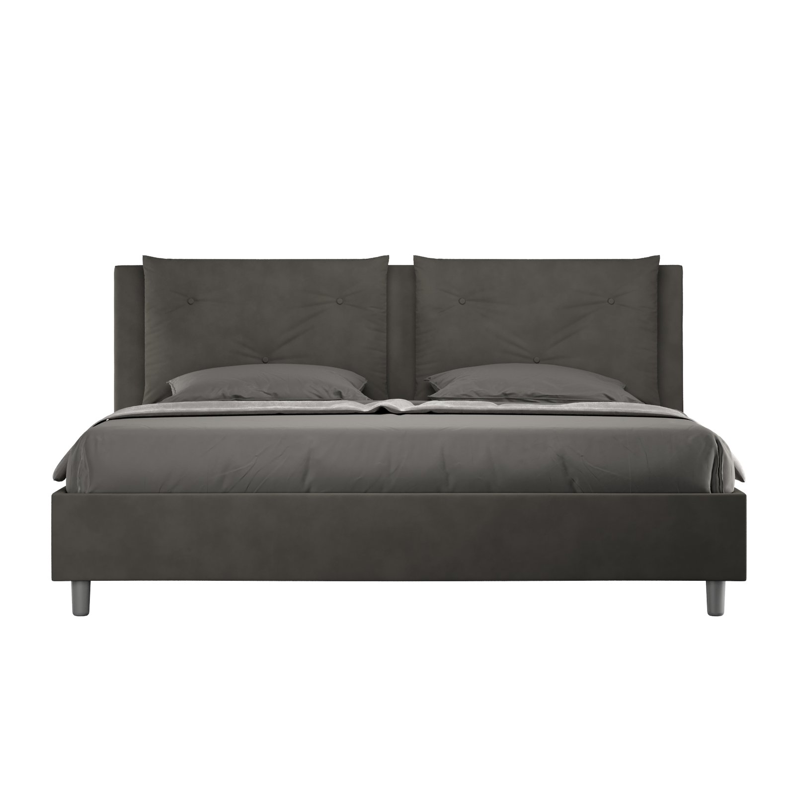 Letto Matrimoniale King size rivestito in Microfibra - APPIA Dimensione Rete: 200x210, Colore: Grigio, Tipologia Letto: Senza Rete