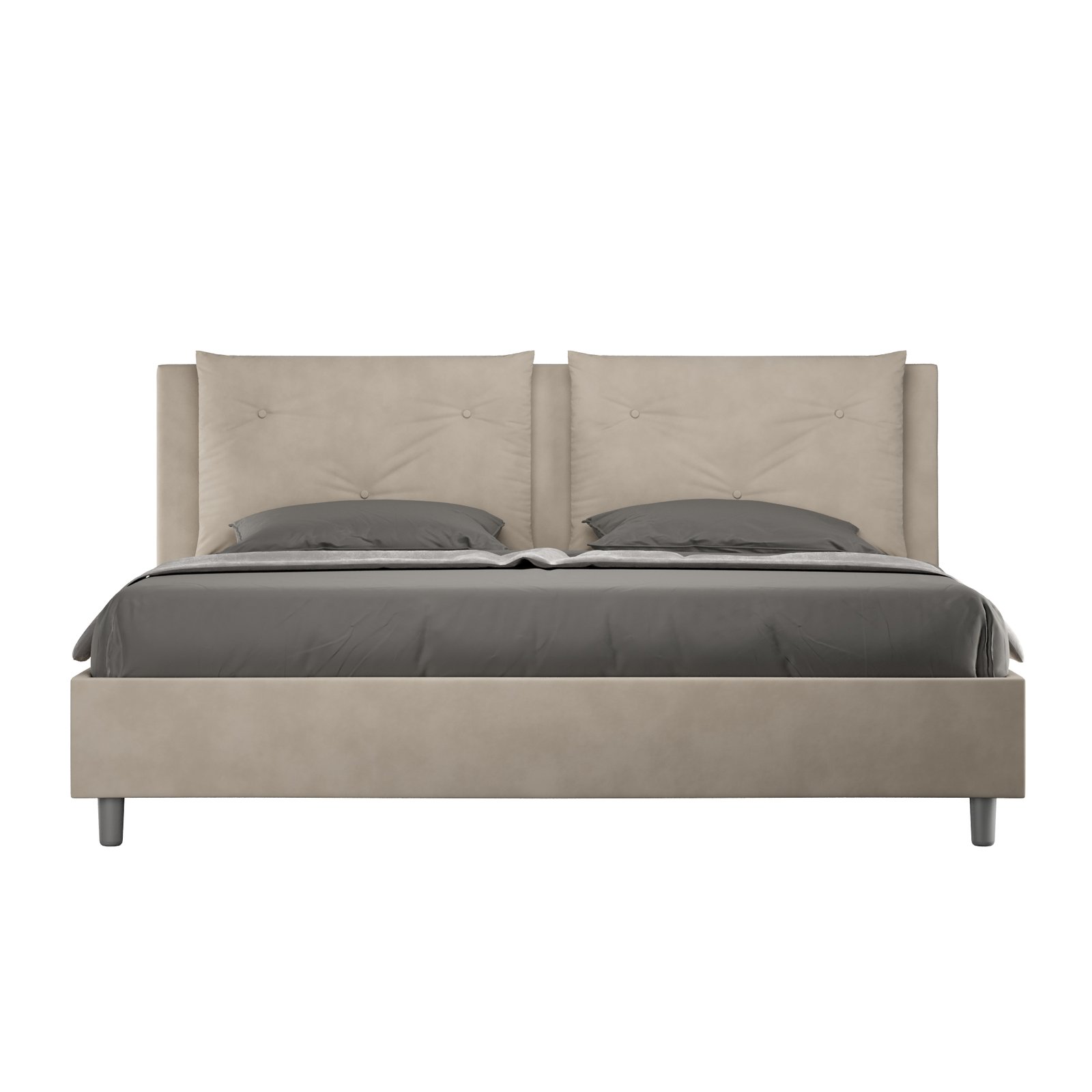 Letto Matrimoniale King size rivestito in Microfibra - APPIA Tipologia Letto: Con Rete, Dimensione Rete: 200x210, Colore: Sabbia