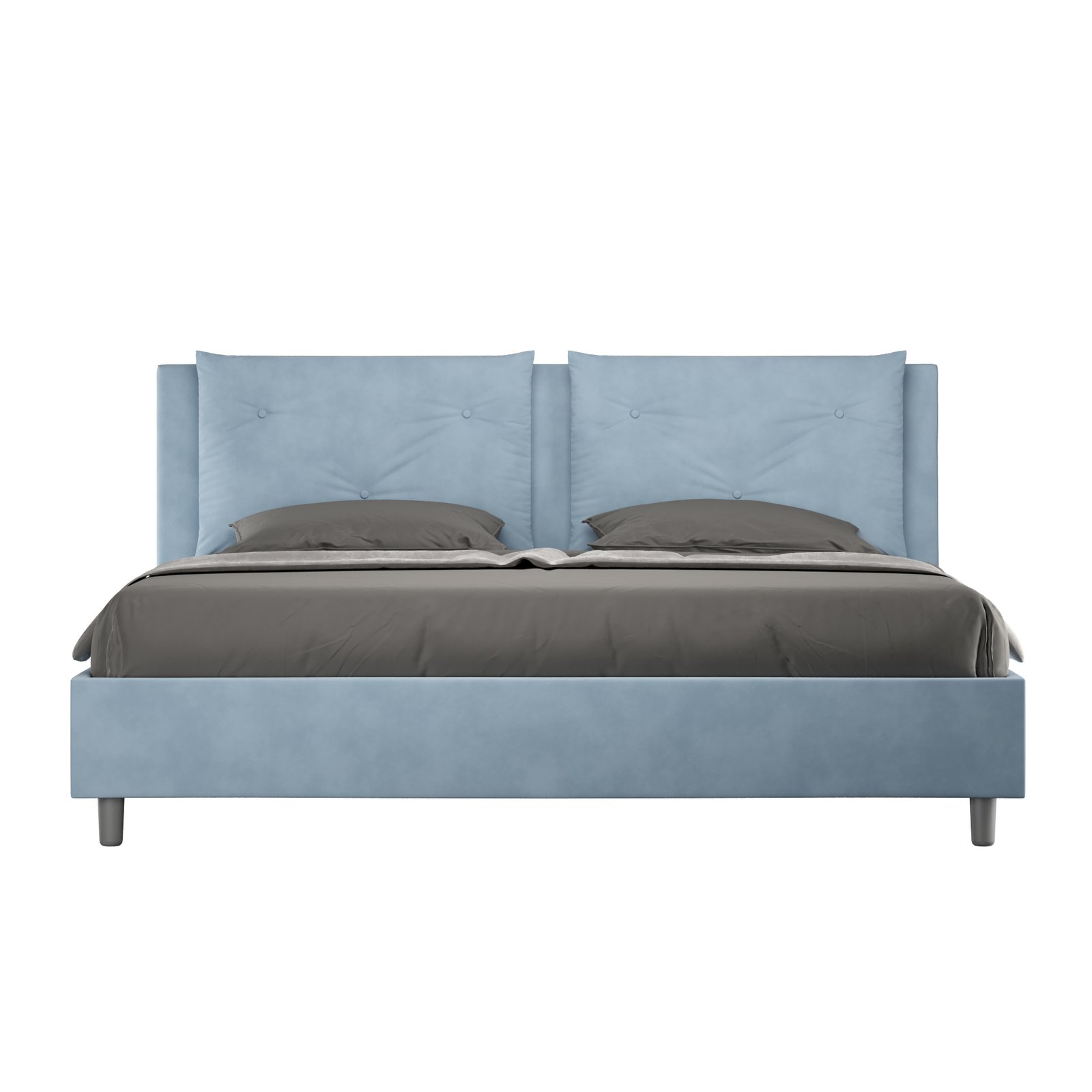Letto Matrimoniale King size rivestito in Microfibra - APPIA Tipologia Letto: Con Rete, Colore: Azzurro, Dimensione Rete: 200x210