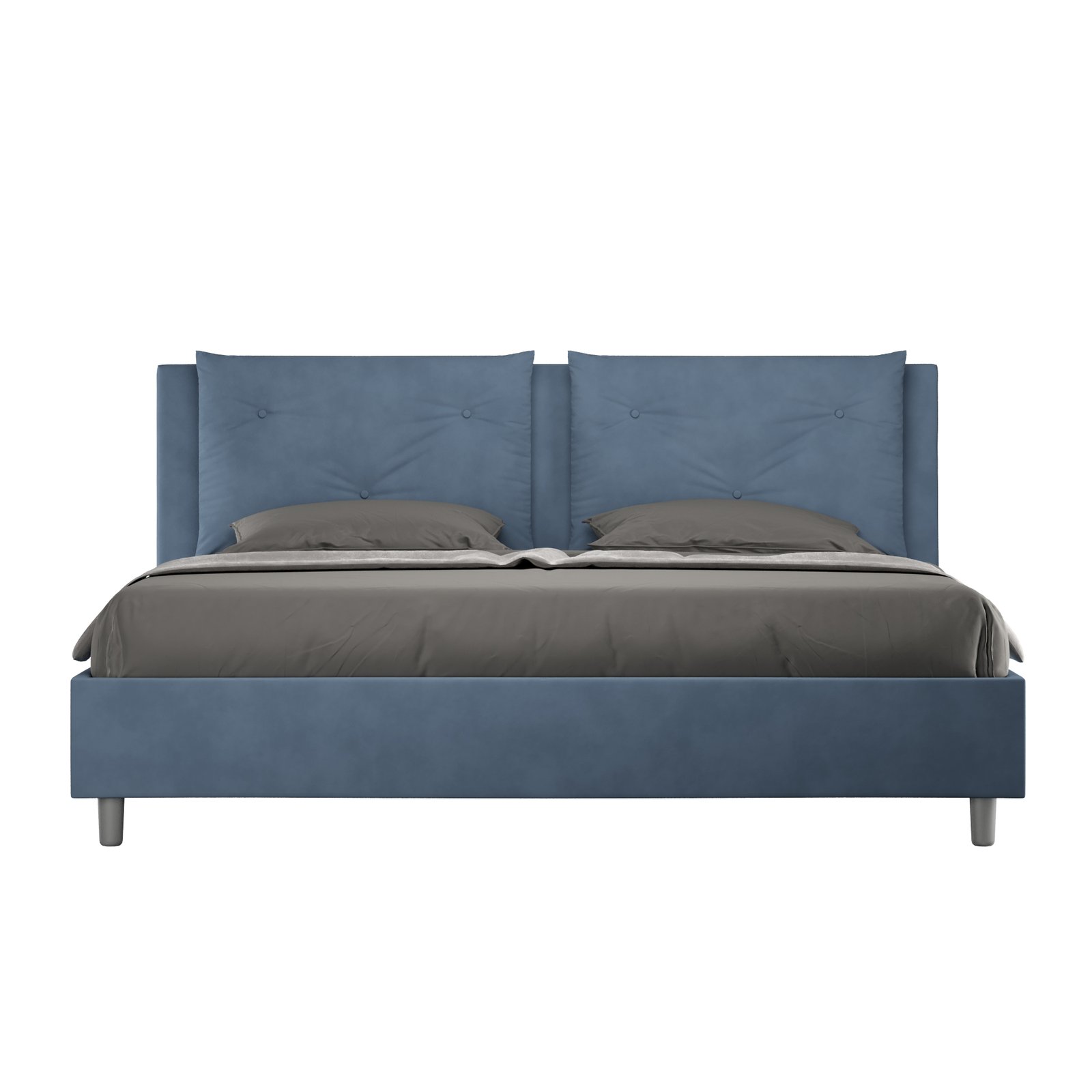 Letto Matrimoniale King size rivestito in Microfibra - APPIA Tipologia Letto: Con Rete, Colore: Blu, Dimensione Rete: 200x210