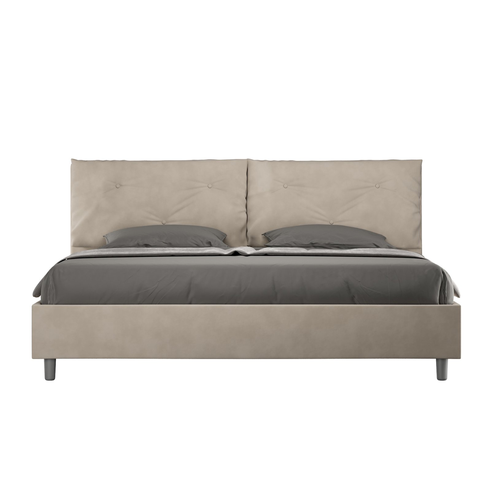 Letto Matrimoniale King size rivestito in Microfibra - APPIA Tipologia Letto: Con Rete e Contenitore, Colore: Beige, Dimensione Rete: 190x210