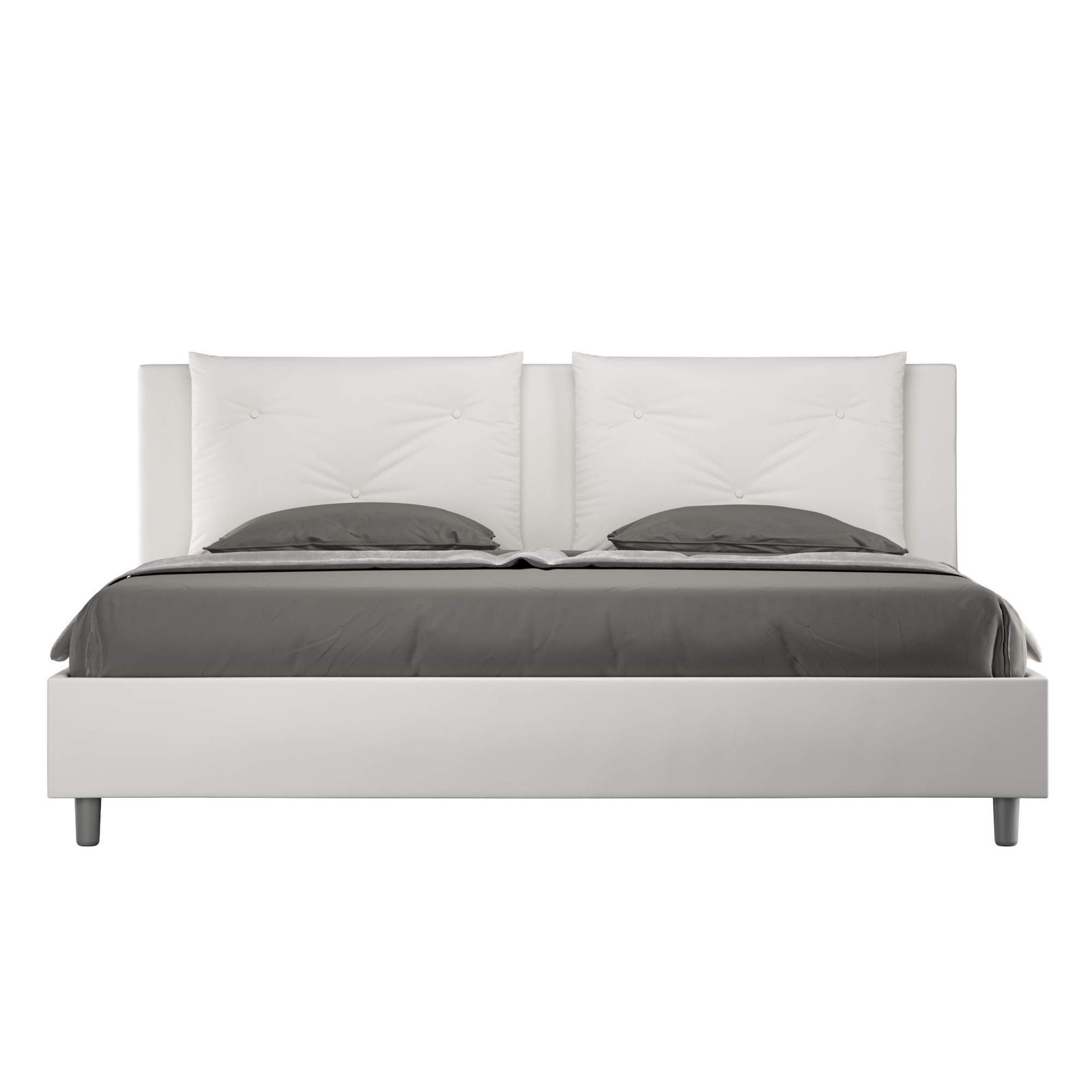 Letto Matrimoniale King size rivestito in Similpelle - APPIA Dimensione Rete: 200x210, Tipologia Letto: Con Rete e Contenitore, Colore: Bianco