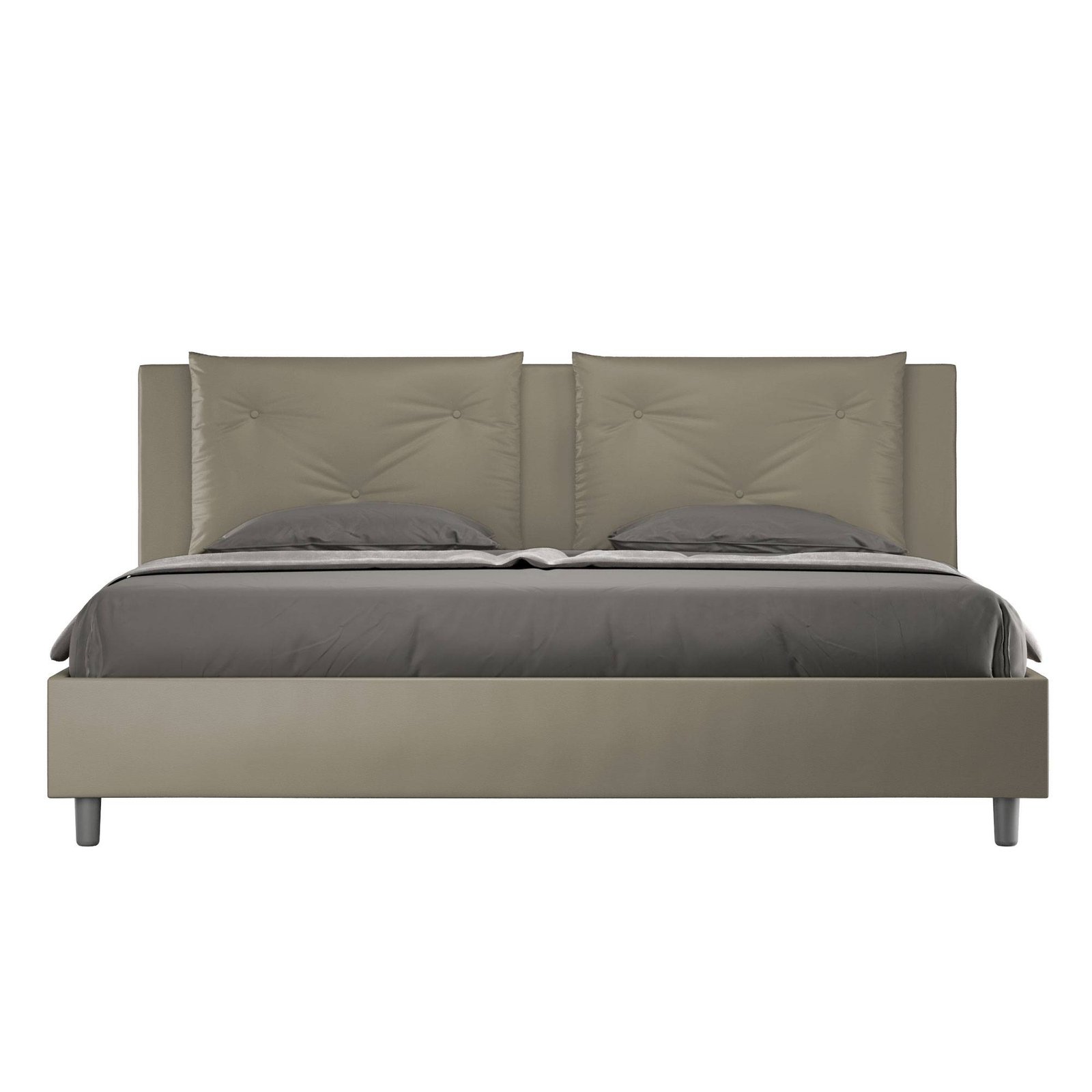 Letto Matrimoniale King size rivestito in Similpelle - APPIA Dimensione Rete: 200x210, Tipologia Letto: Con Rete, Colore: Cappuccino