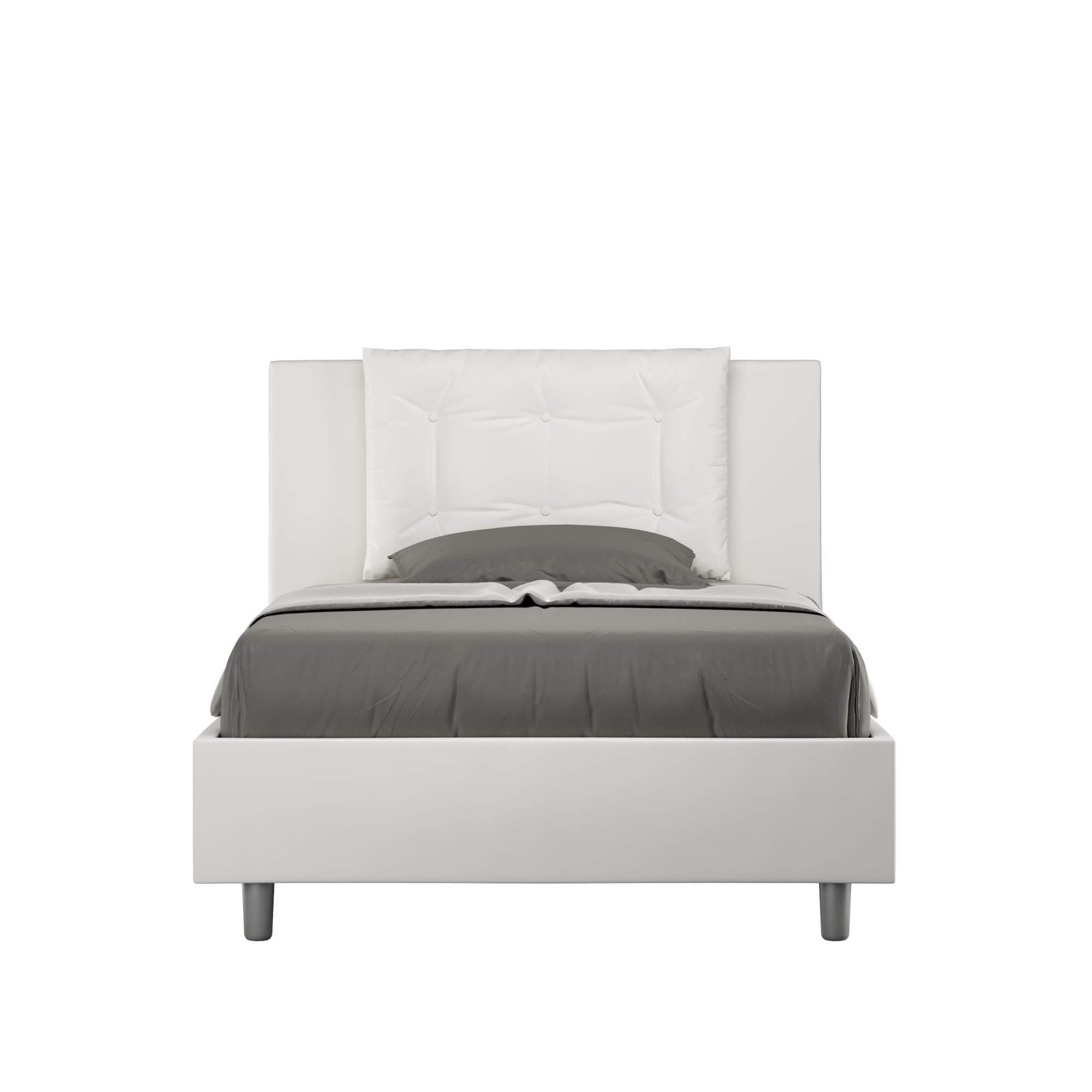 Letto una piazza e mezza rivestito in Similpelle - ANNALISA Tipologia Letto: Con Rete, Dimensione Rete: 120x190, Colore: Bianco