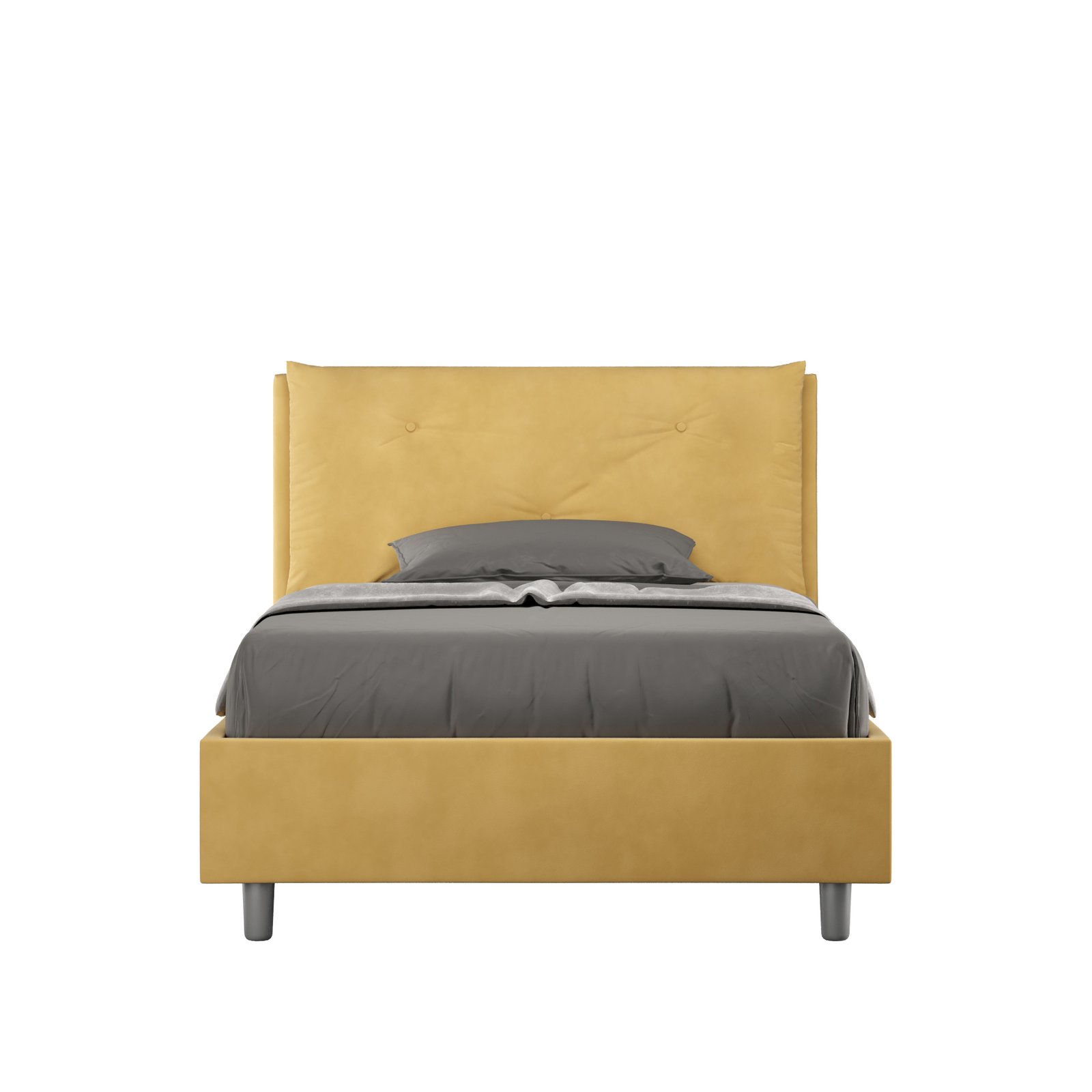 Letto una piazza e mezza rivestito in Microfibra - APPIA Colore: Giallo, Tipologia Letto: Con Rete, Dimensione Rete: 130x190