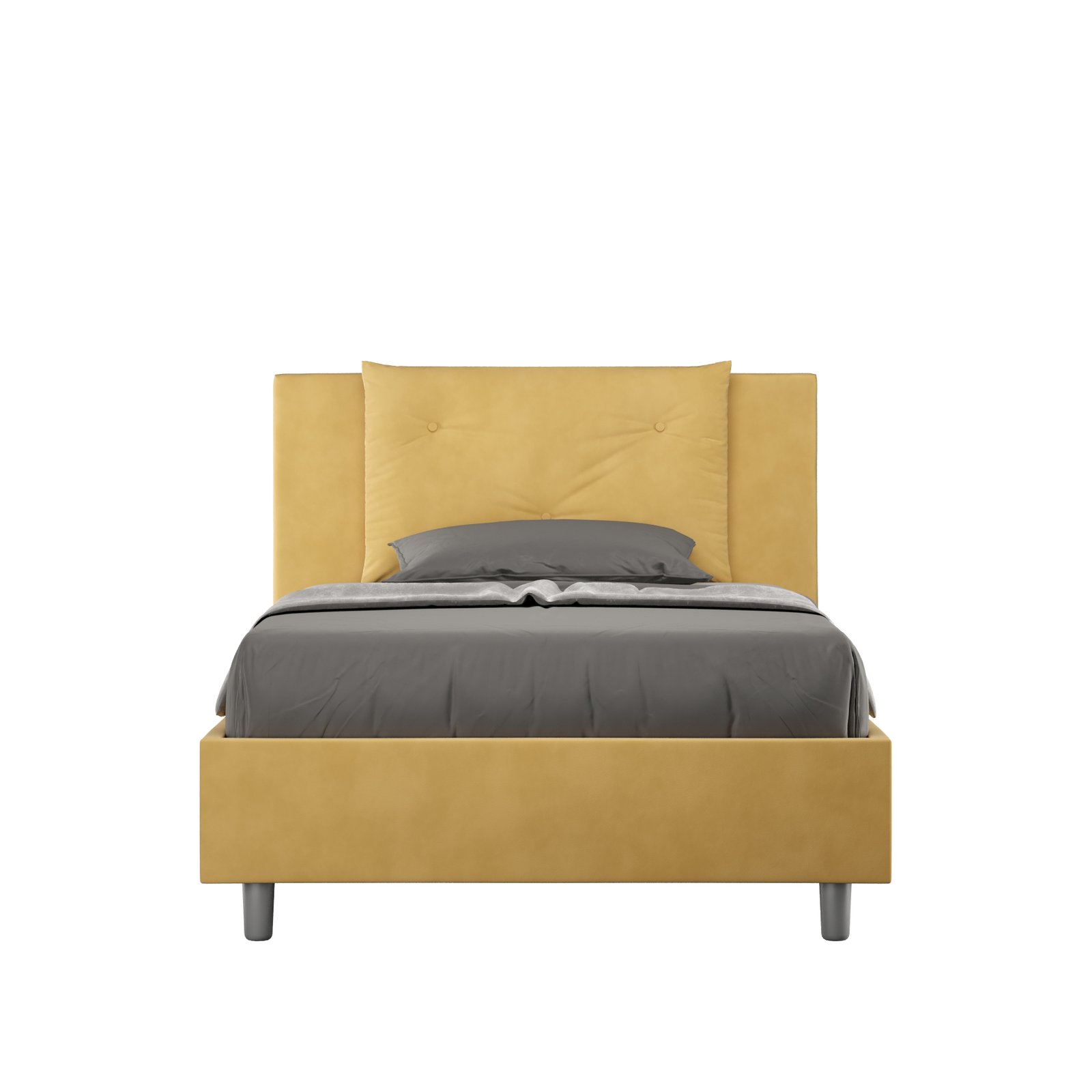 Letto una piazza e mezza rivestito in Microfibra - APPIA Dimensione Rete: 110x200, Colore: Giallo, Tipologia Letto: Con Rete e Contenitore