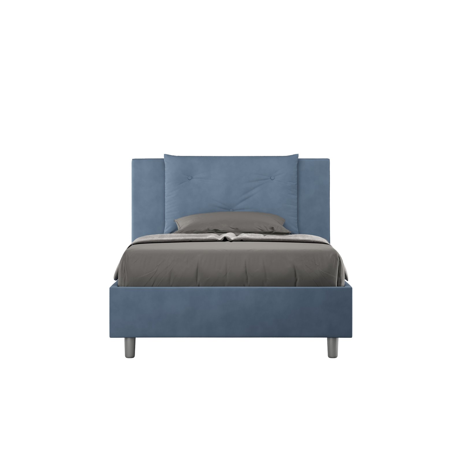 Letto una piazza e mezza rivestito in Microfibra - APPIA Tipologia Letto: Senza Rete, Dimensione Rete: 110x210, Colore: Blu