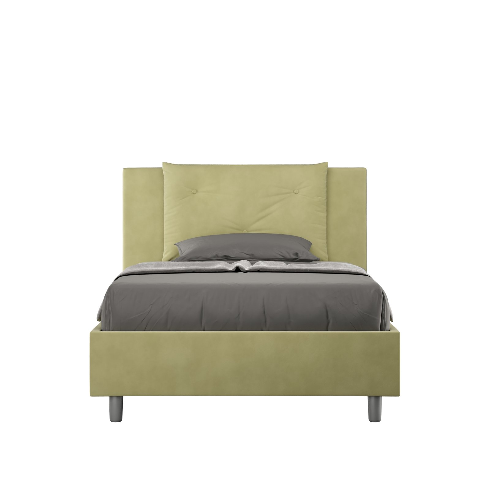 Letto una piazza e mezza rivestito in Microfibra - APPIA Tipologia Letto: Senza Rete, Dimensione Rete: 110x210, Colore: Verde