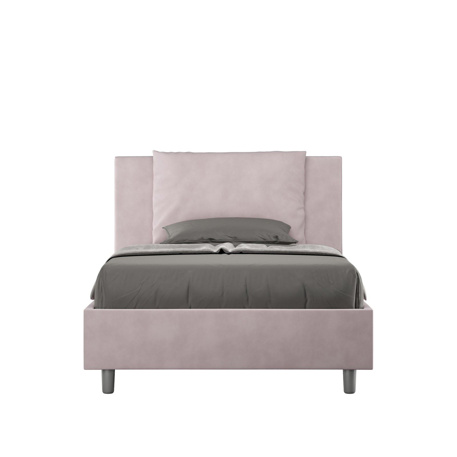 Letto una piazza e mezza rivestito in Microfibra - ANTEA Tipologia Letto: Senza Rete, Dimensione Rete: 120x190, Colore: Glicine