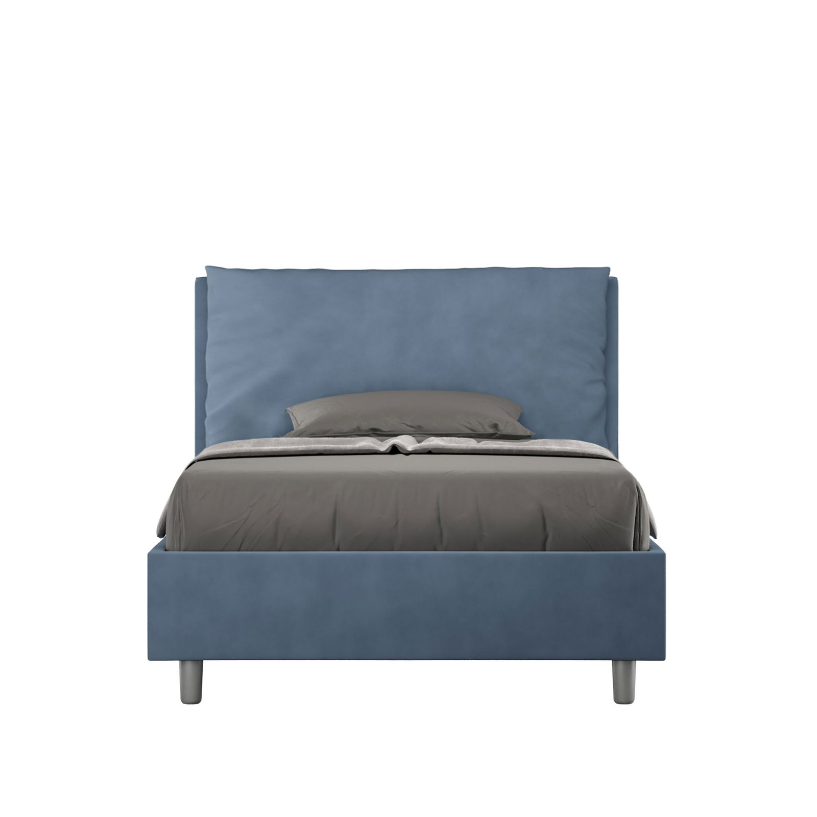 Letto una piazza e mezza rivestito in Microfibra - ANTEA Colore: Blu, Tipologia Letto: Con Rete, Dimensione Rete: 130x210