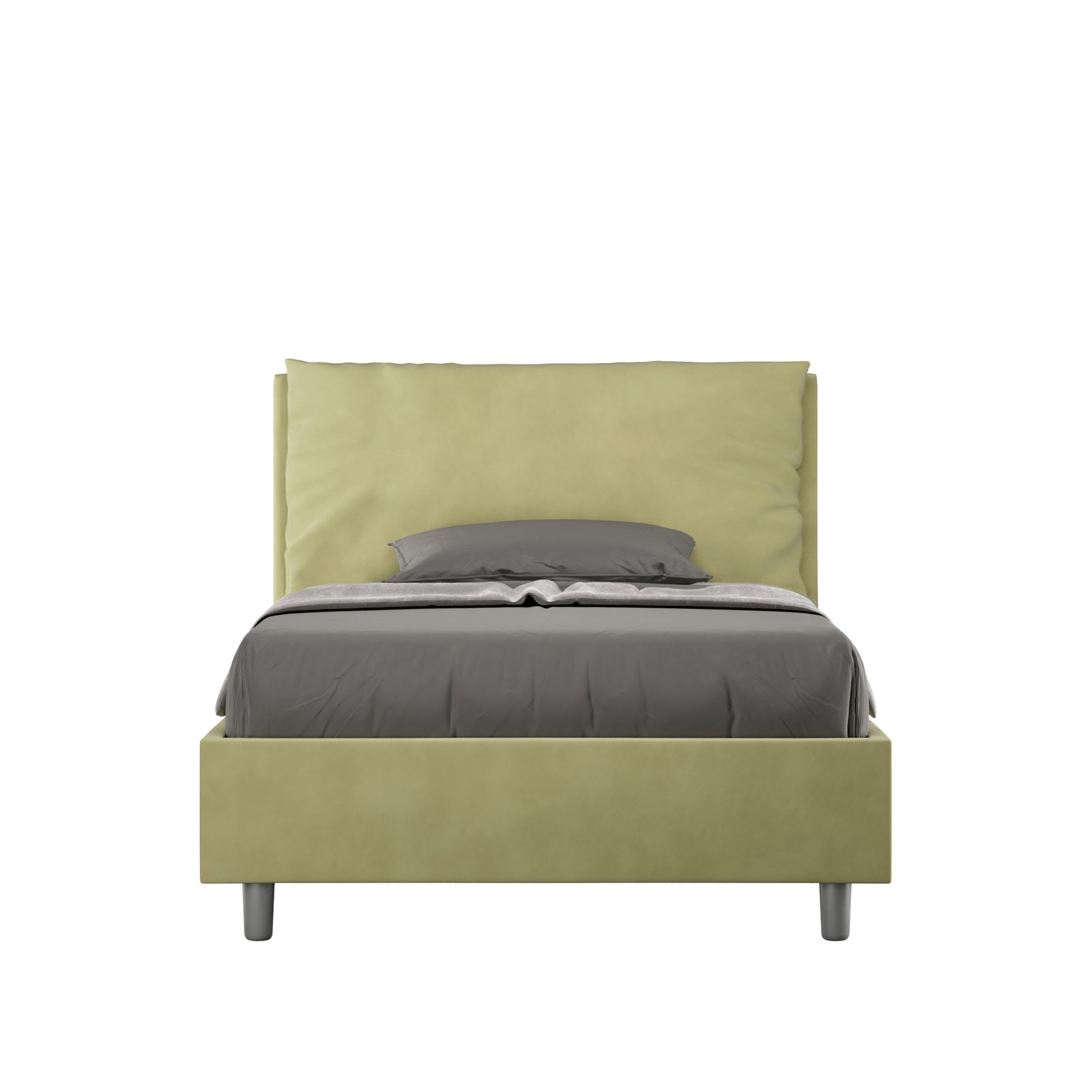 Letto una piazza e mezza rivestito in Microfibra - ANTEA Tipologia Letto: Con Rete, Dimensione Rete: 130x210, Colore: Verde